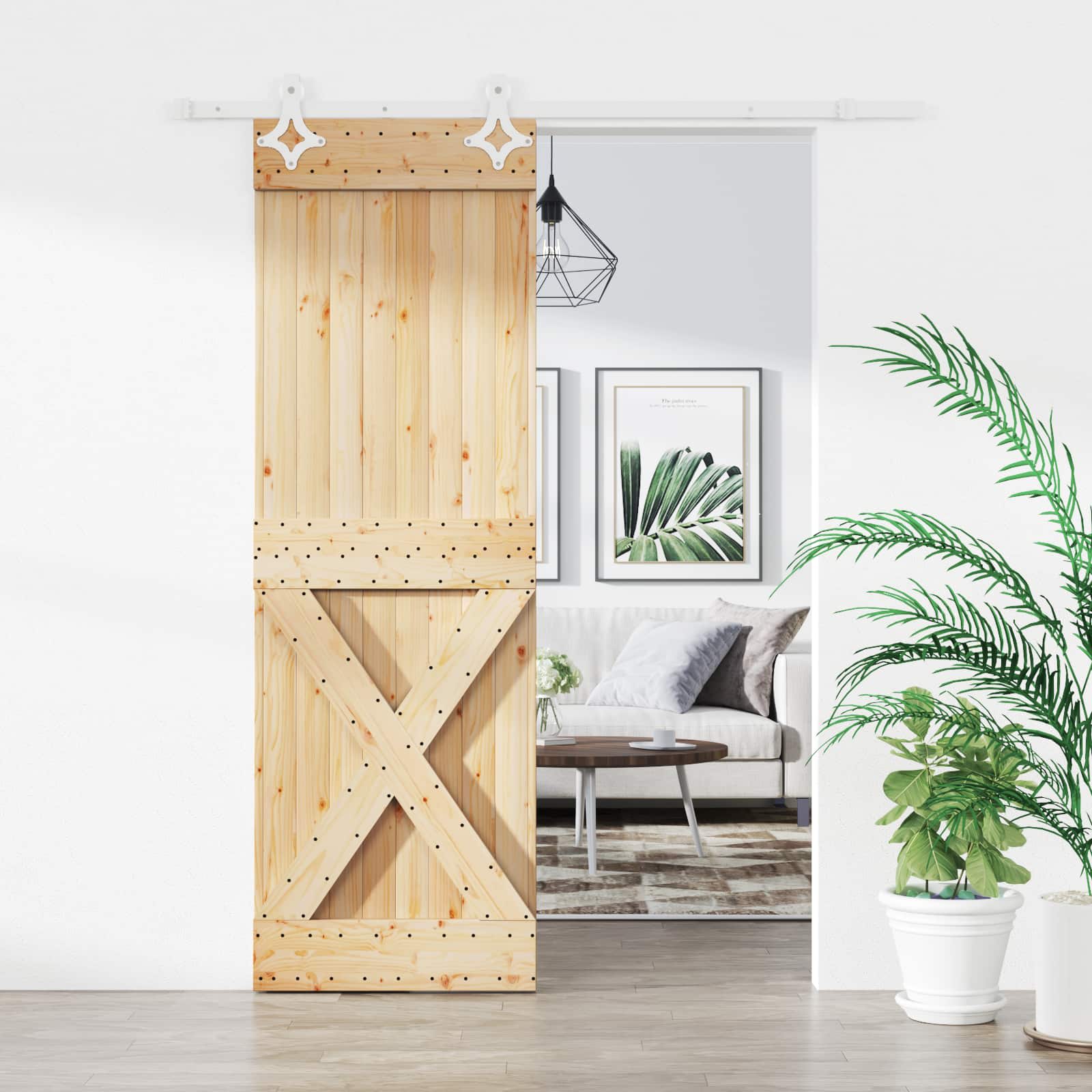 Schiebetür 70 x 210 cm Massivkiefer (Unbehandelt)