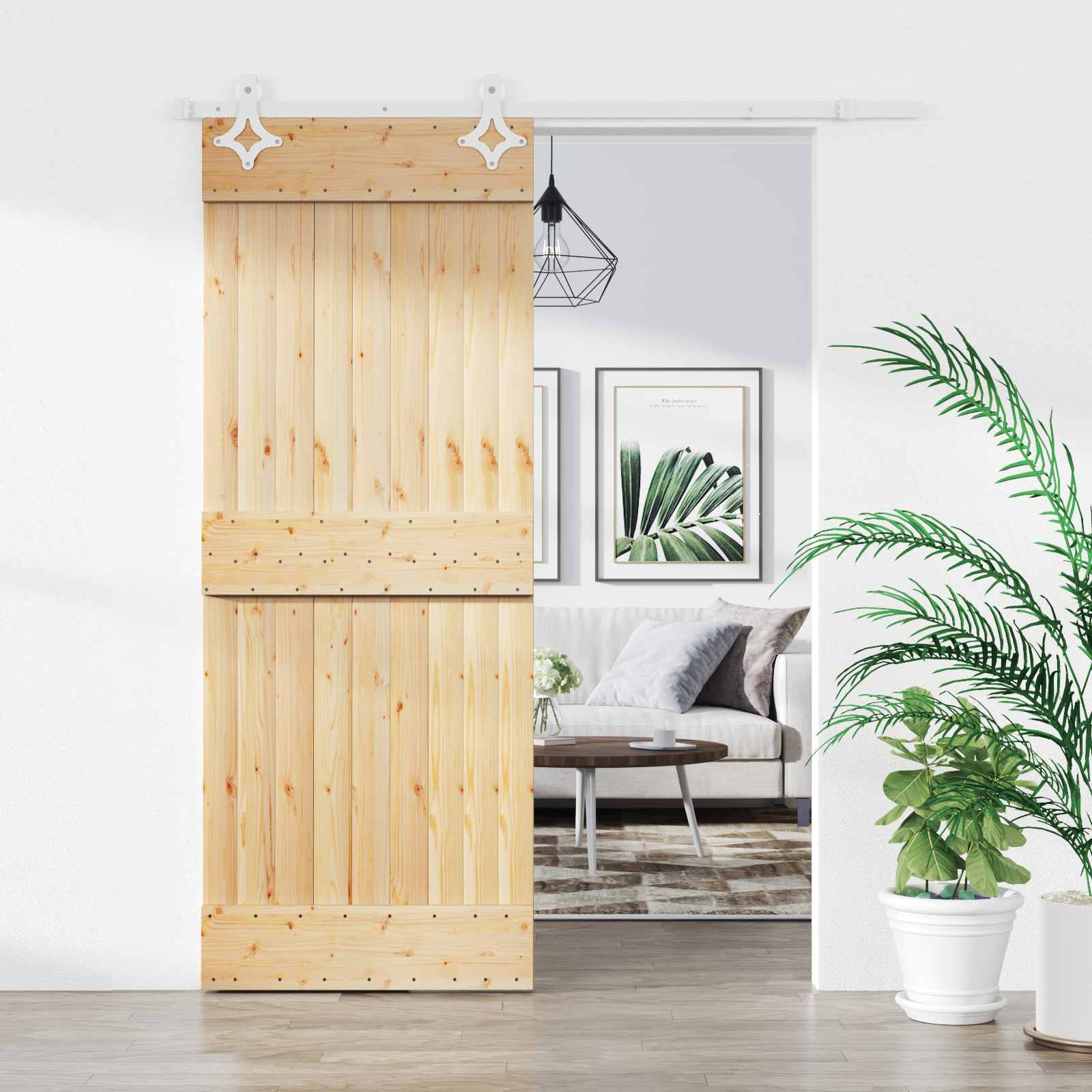 Schiebetür 80 x 210 cm Massivkiefer (Unbehandelt)