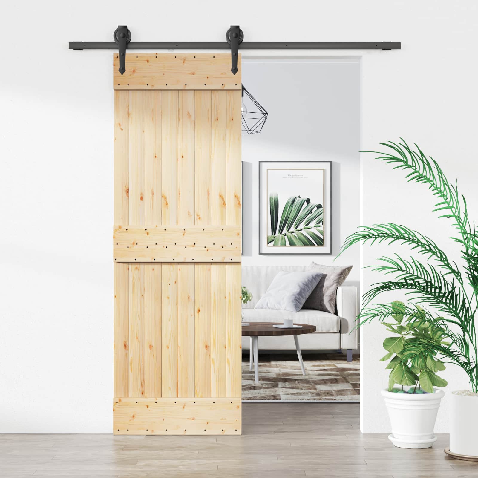 Schiebetür 70 x 210 cm Massivkiefer (Unbehandelt)