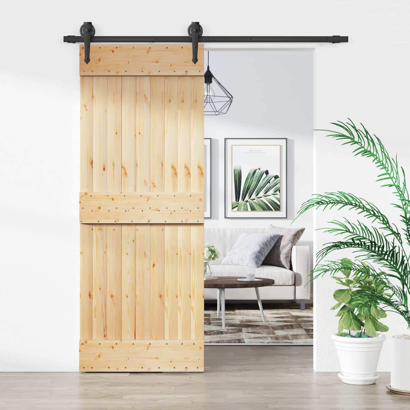Schiebetür 80 x 210 cm Massivkiefer (Unbehandelt)