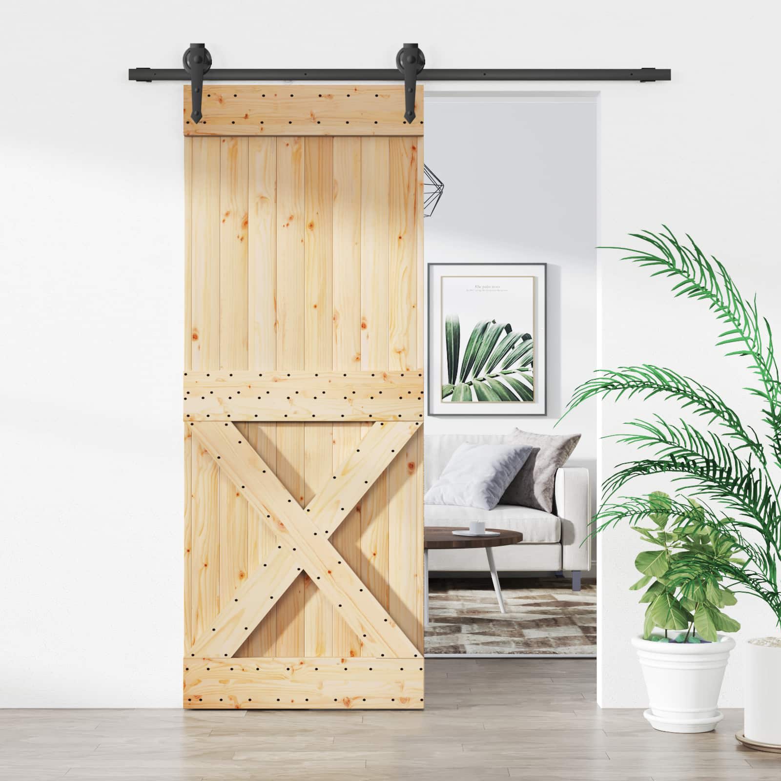 Schiebetür 80 x 210 cm Massivkiefer (Unbehandelt)