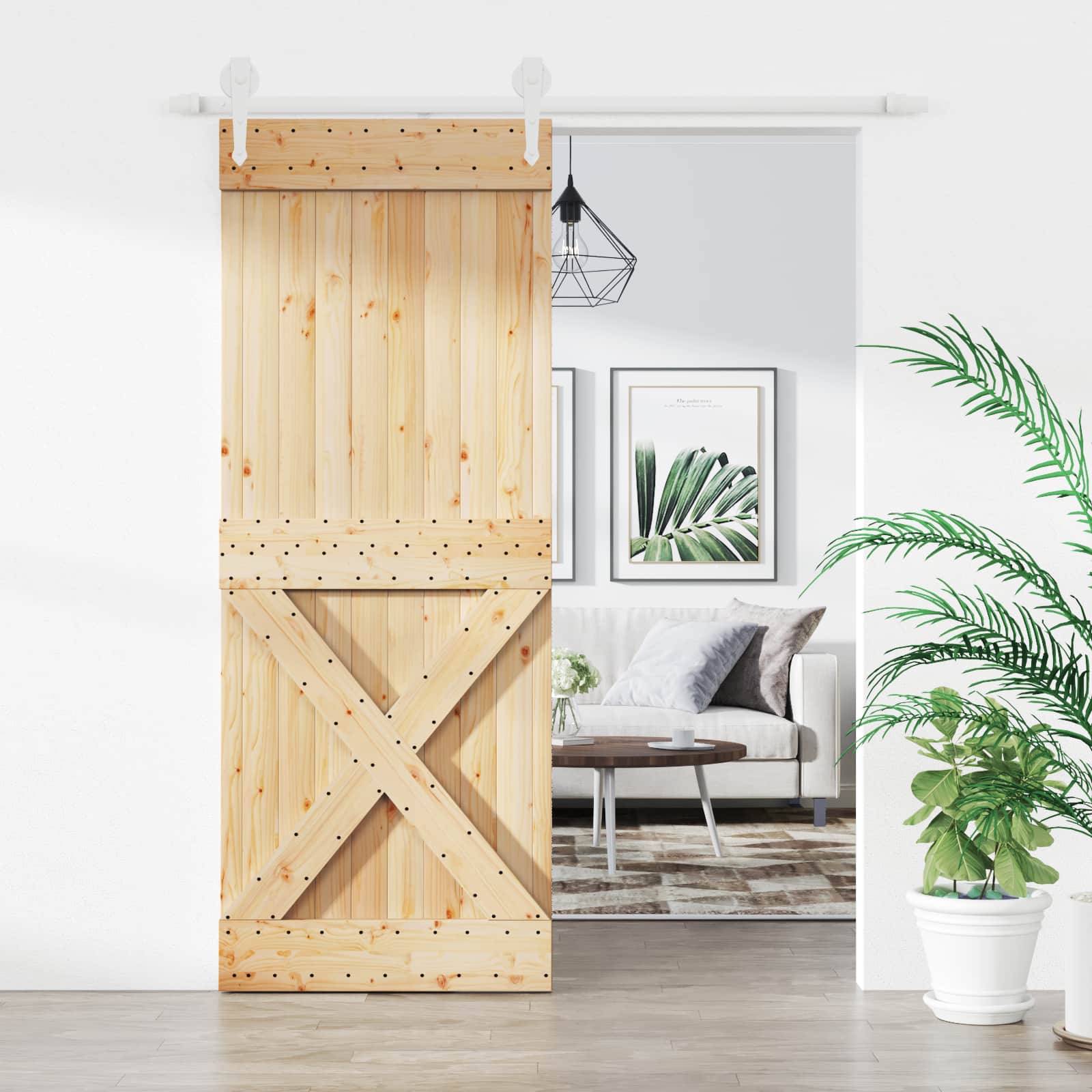 Schiebetür 80 x 210 cm Massivkiefer (Unbehandelt)