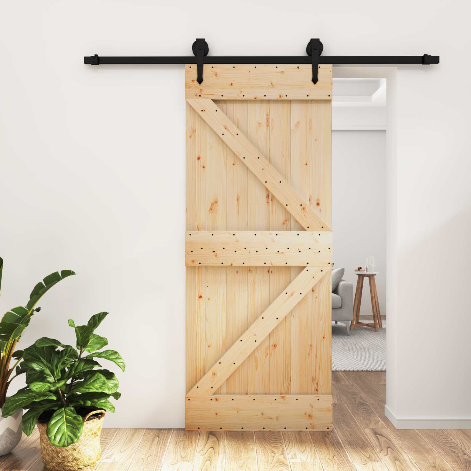 Schiebetür 85 x 210 cm Massivkiefer (Unbehandelt)