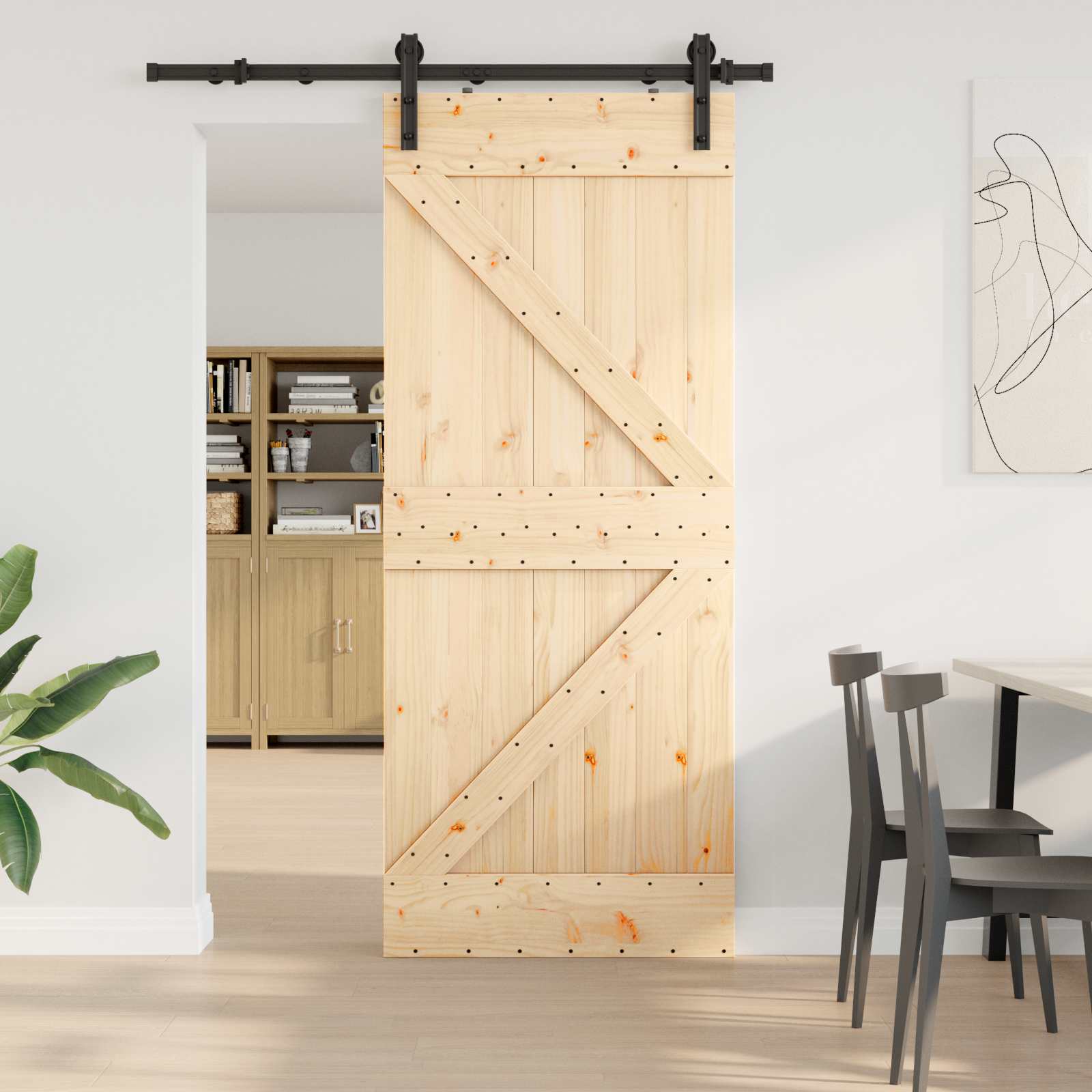 Schiebetür NARVIK 85 x 210 cm (152,5 cm) Natürlich und Schwarz