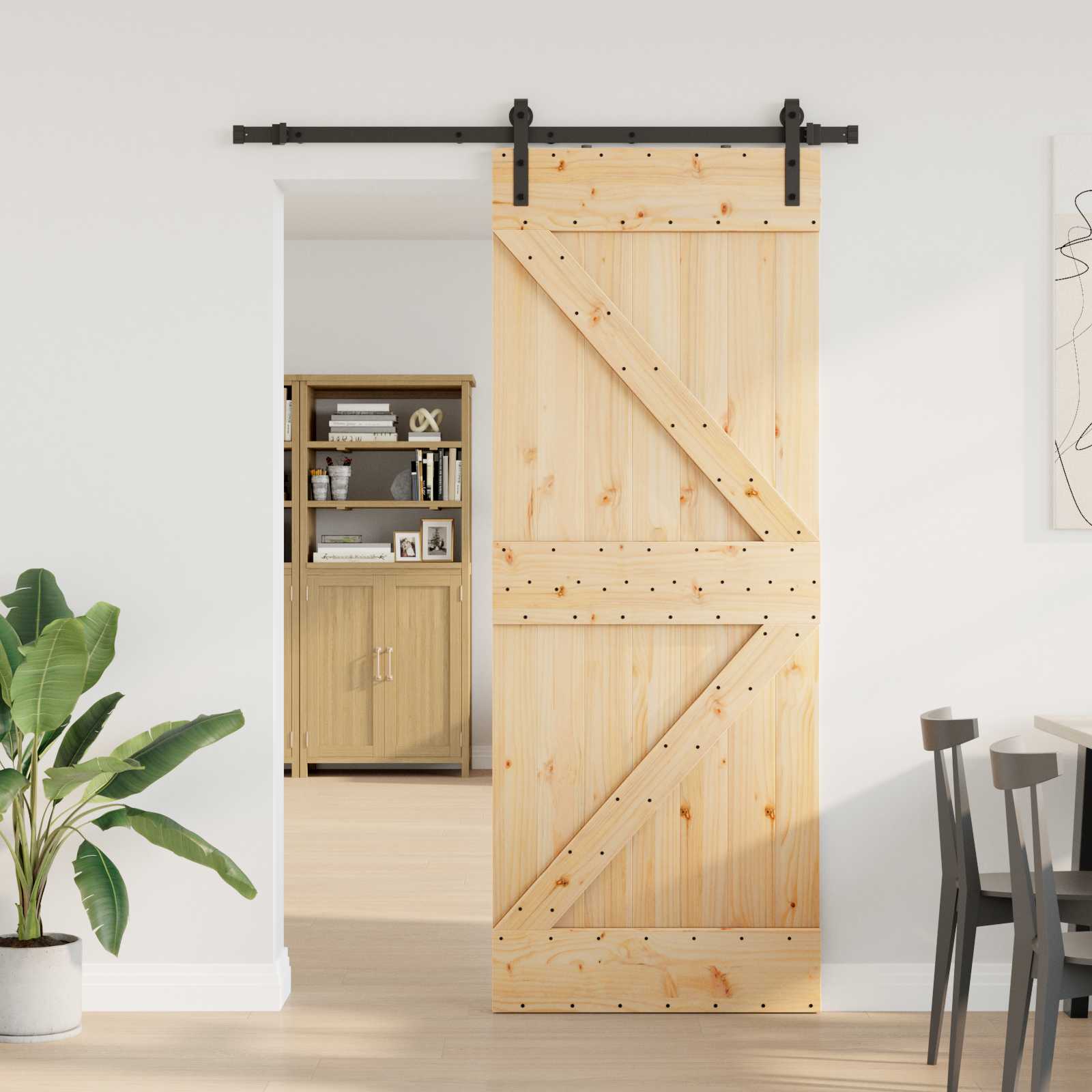 Schiebetür NARVIK 80 x 210 cm (152,5 cm) Natürlich und Schwarz
