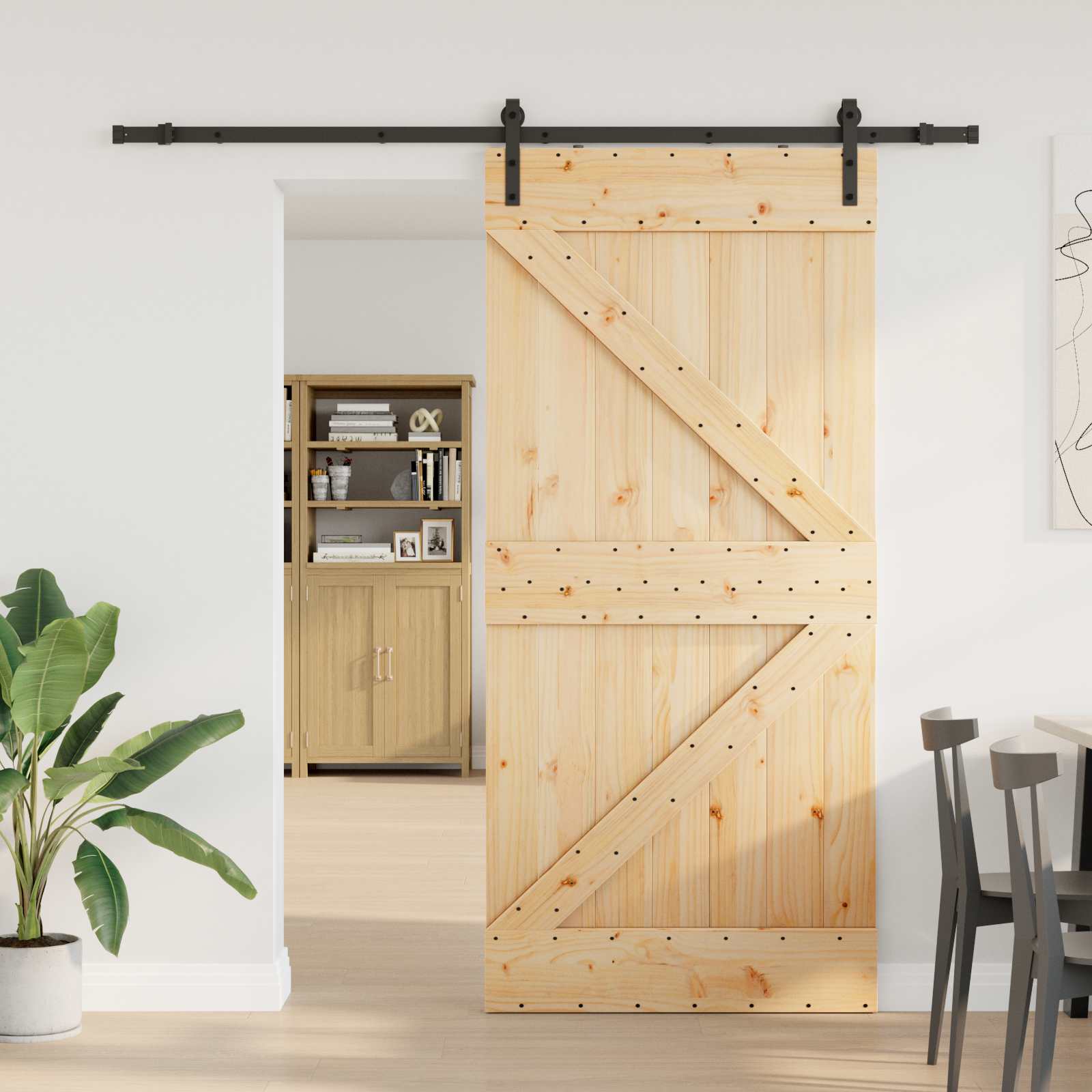 Schiebetür NARVIK 90 x 210 cm (213,5 cm) Natürlich und Schwarz