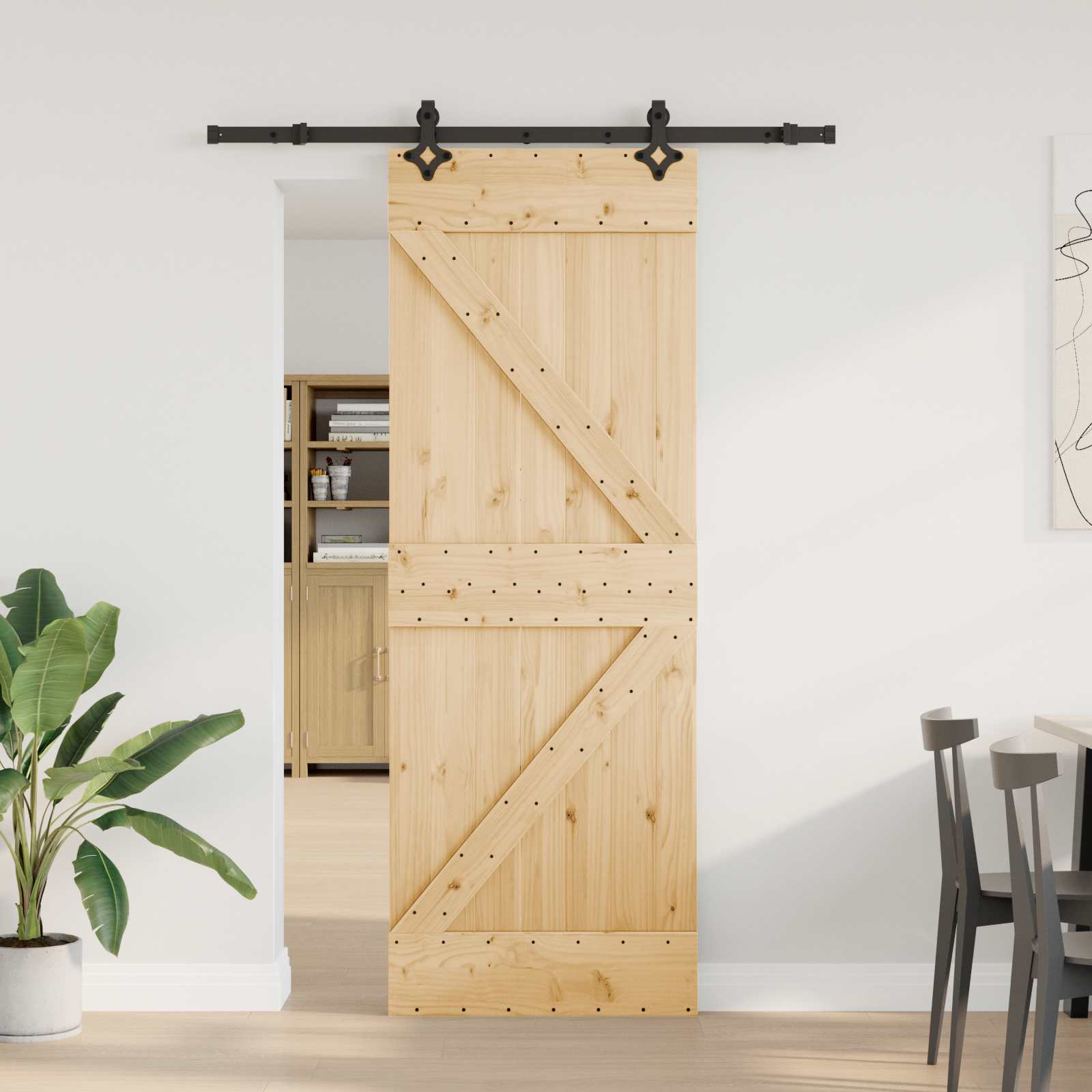 Schiebetür NARVIK 70 x 210 cm (152,5 cm) Natürlich und Schwarz