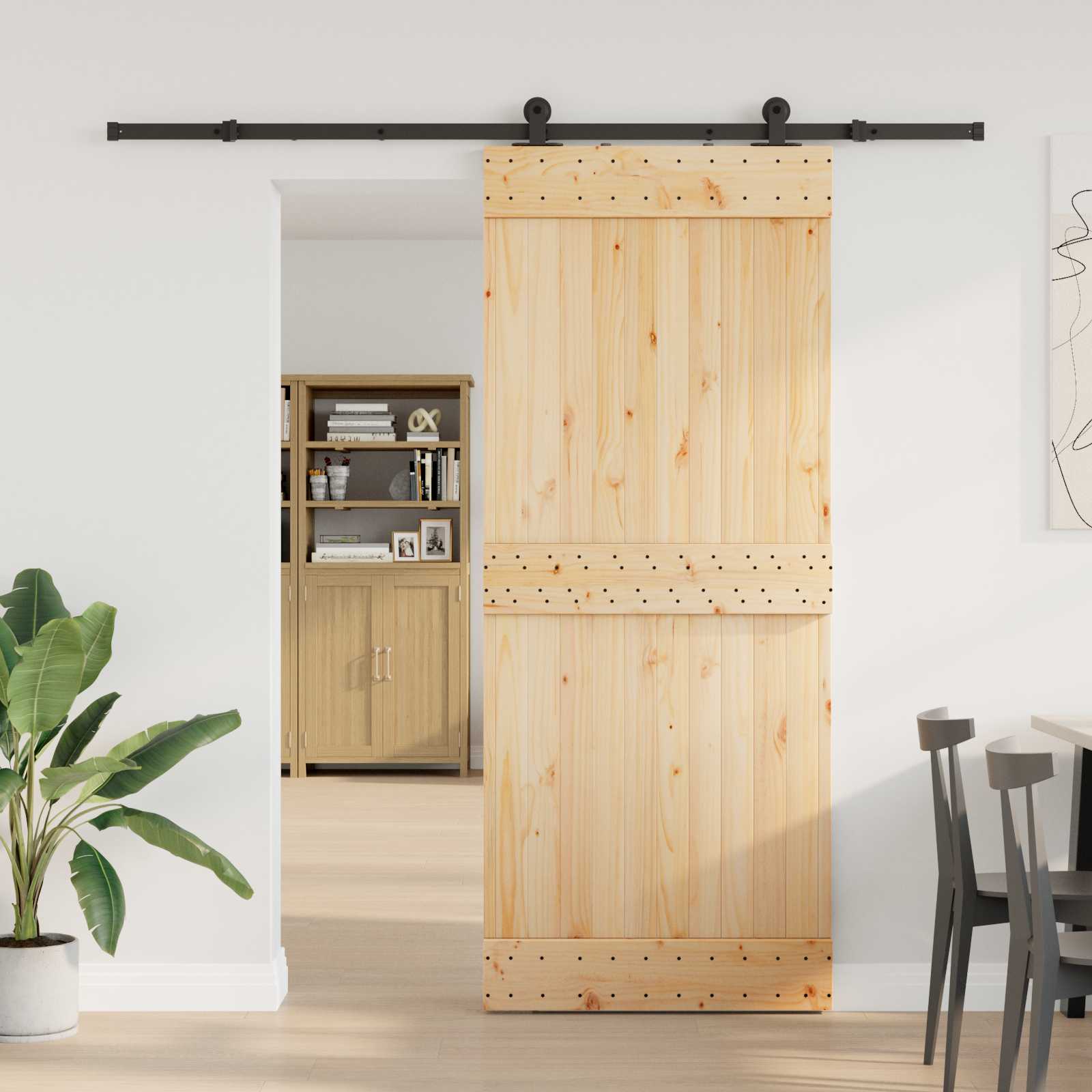 Schiebetür NARVIK 85 x 210 cm (213,5 cm) Natürlich und Schwarz