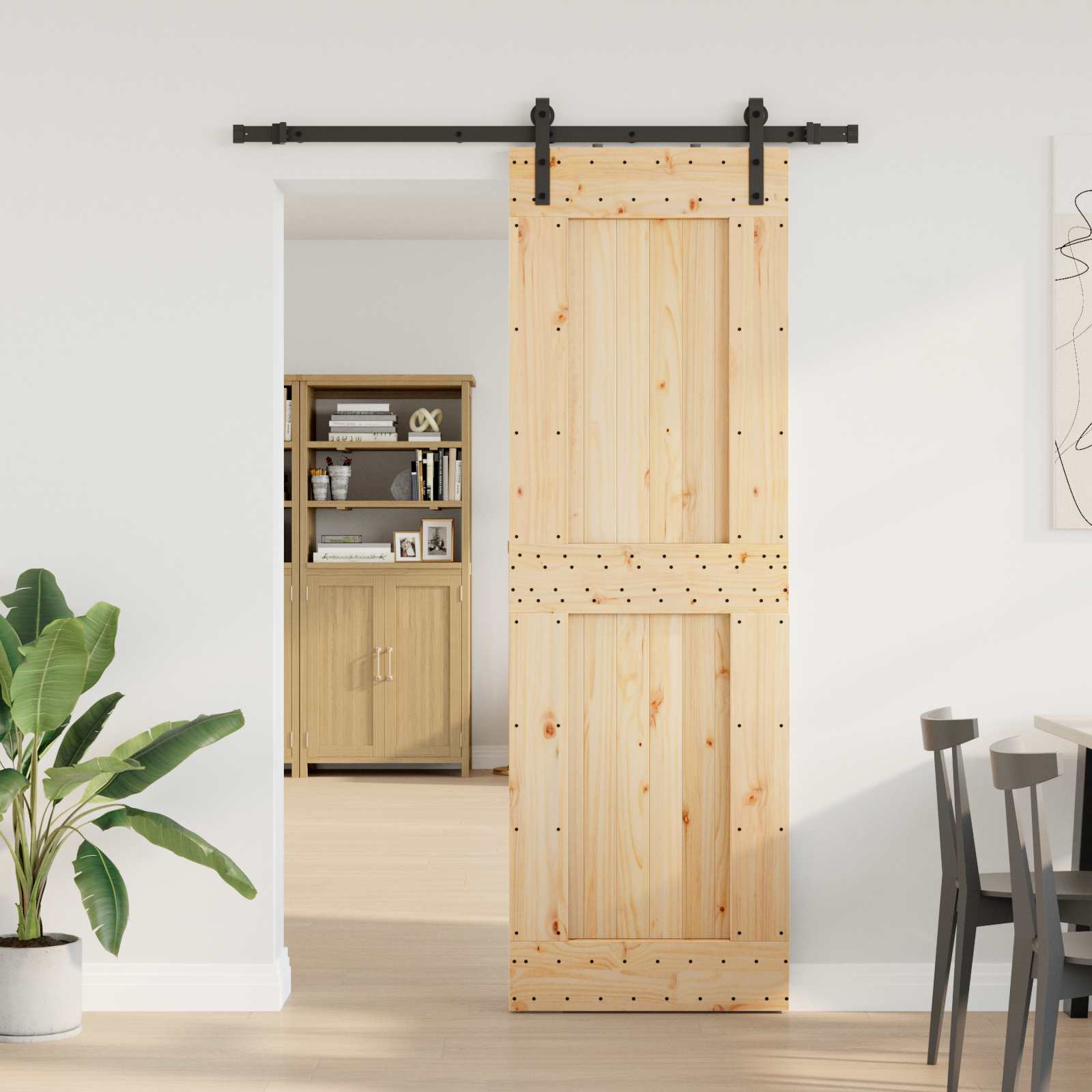Schiebetür NARVIK 70 x 210 cm (152,5 cm) Natürlich und Schwarz