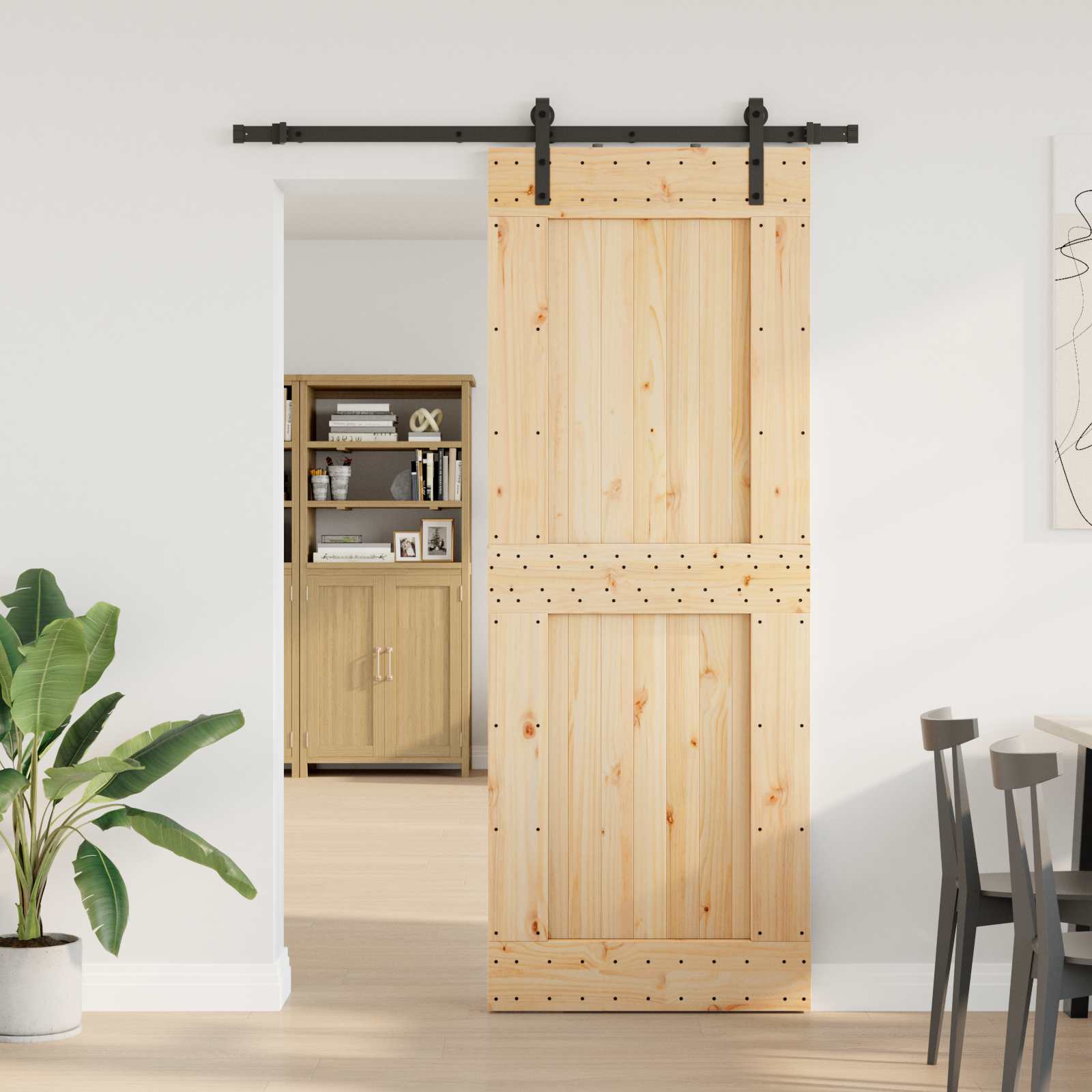 Schiebetür NARVIK 85 x 210 cm (152,5 cm) Natürlich und Schwarz
