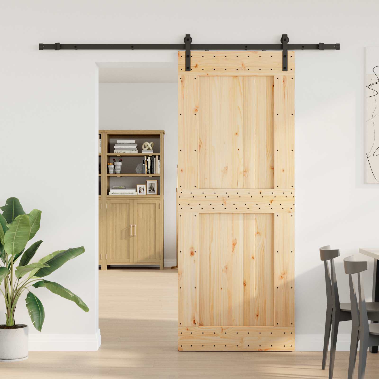 Schiebetür NARVIK 90 x 210 cm (213,5 cm) Natürlich und Schwarz