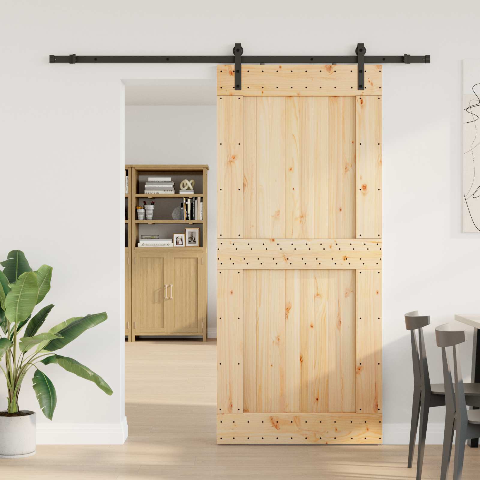 Schiebetür NARVIK 100 x 210 cm (213,5 cm) Natürlich und Schwarz