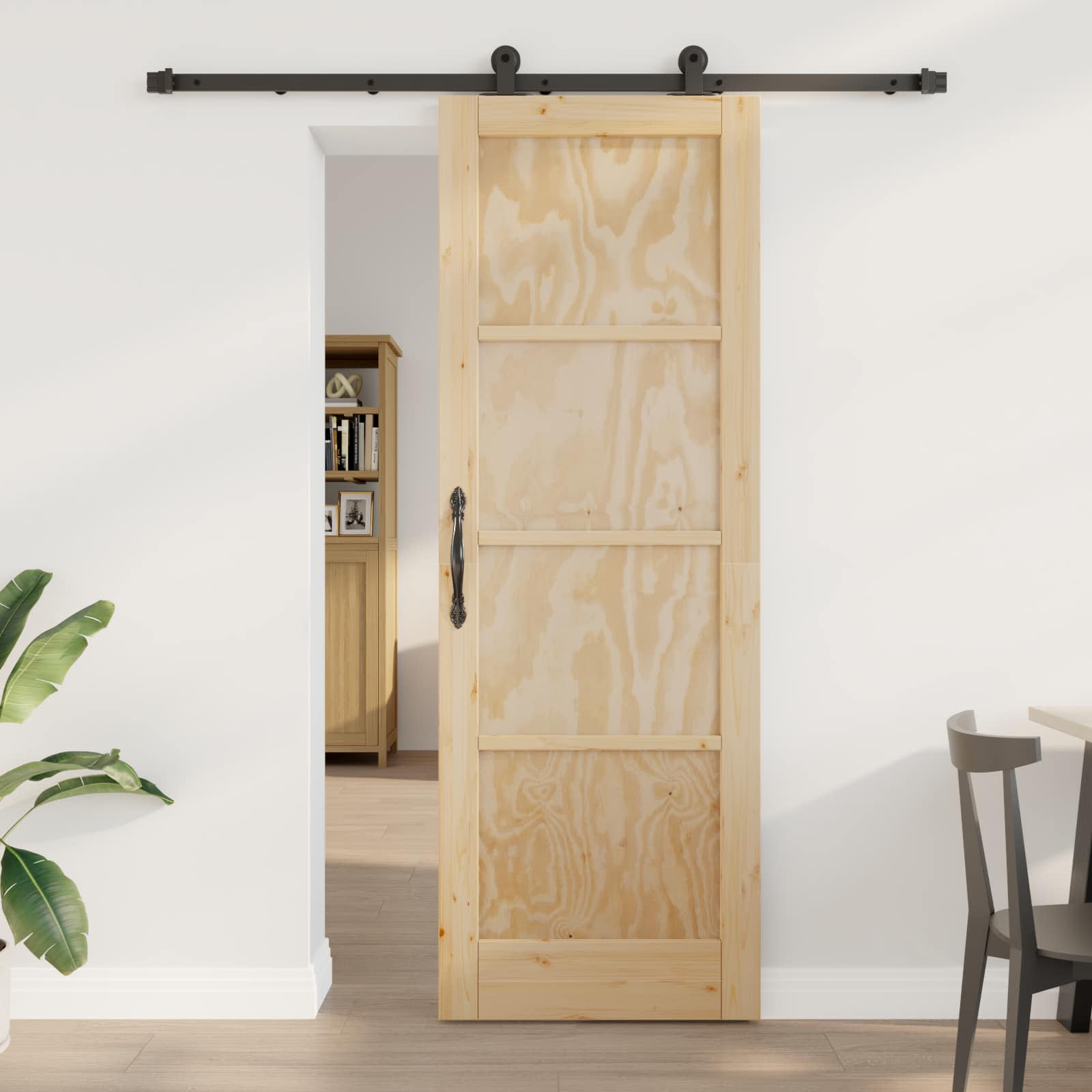 Schiebetür Natürlich und Schwarz 73,5 x 211 cm