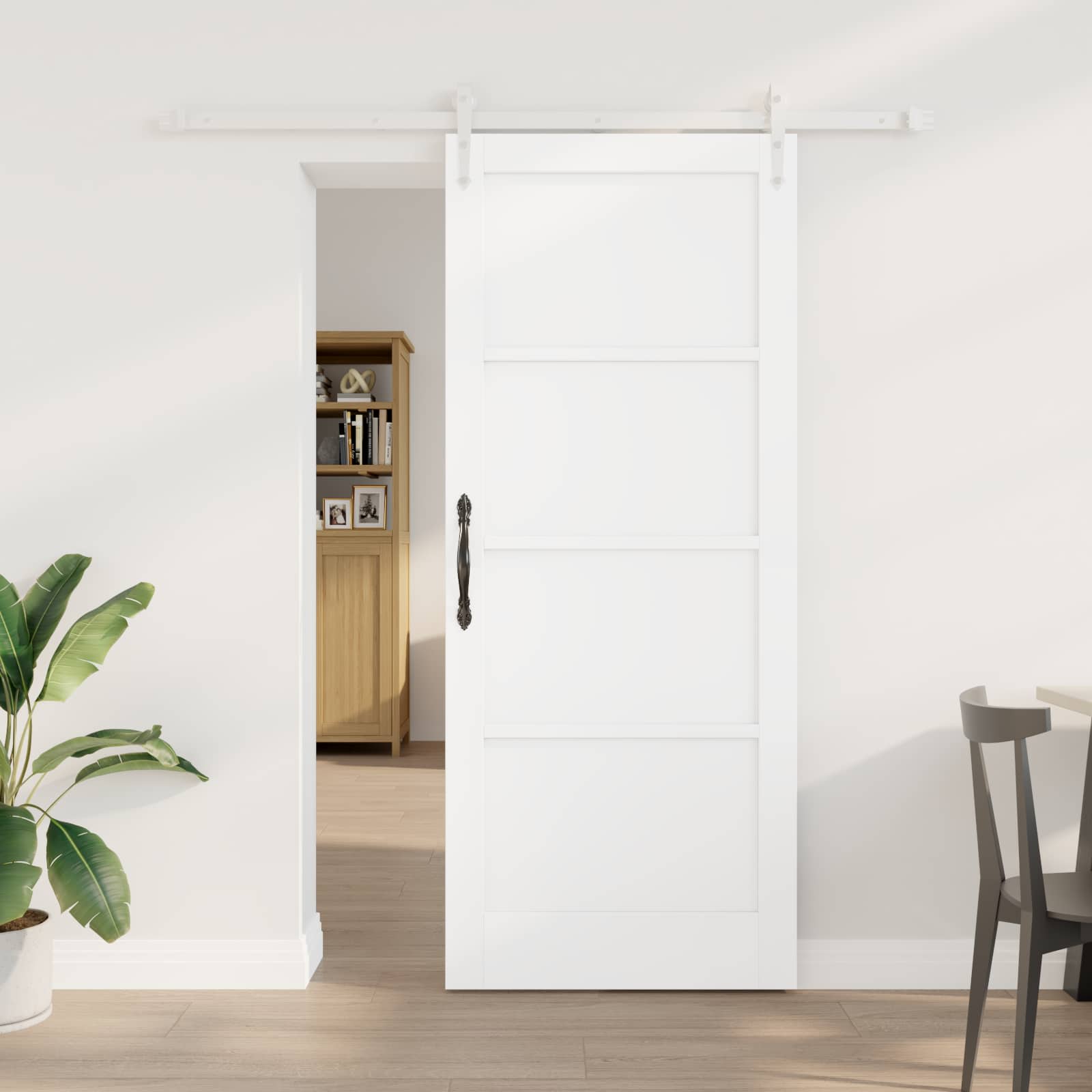 Schiebetür ORKDAL 83 x 202 cm Massives Kiefernholz Weiß