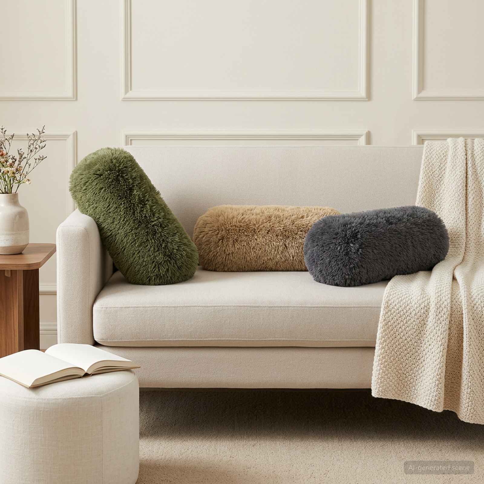 Kissen mit Kissen HEERLEN 2 Stk. Hellgrau PV Fleece