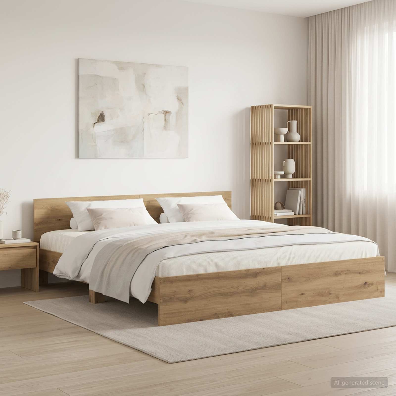 Bettgestell mit Kopfteil Artisan-Eiche 200 x 200 cm