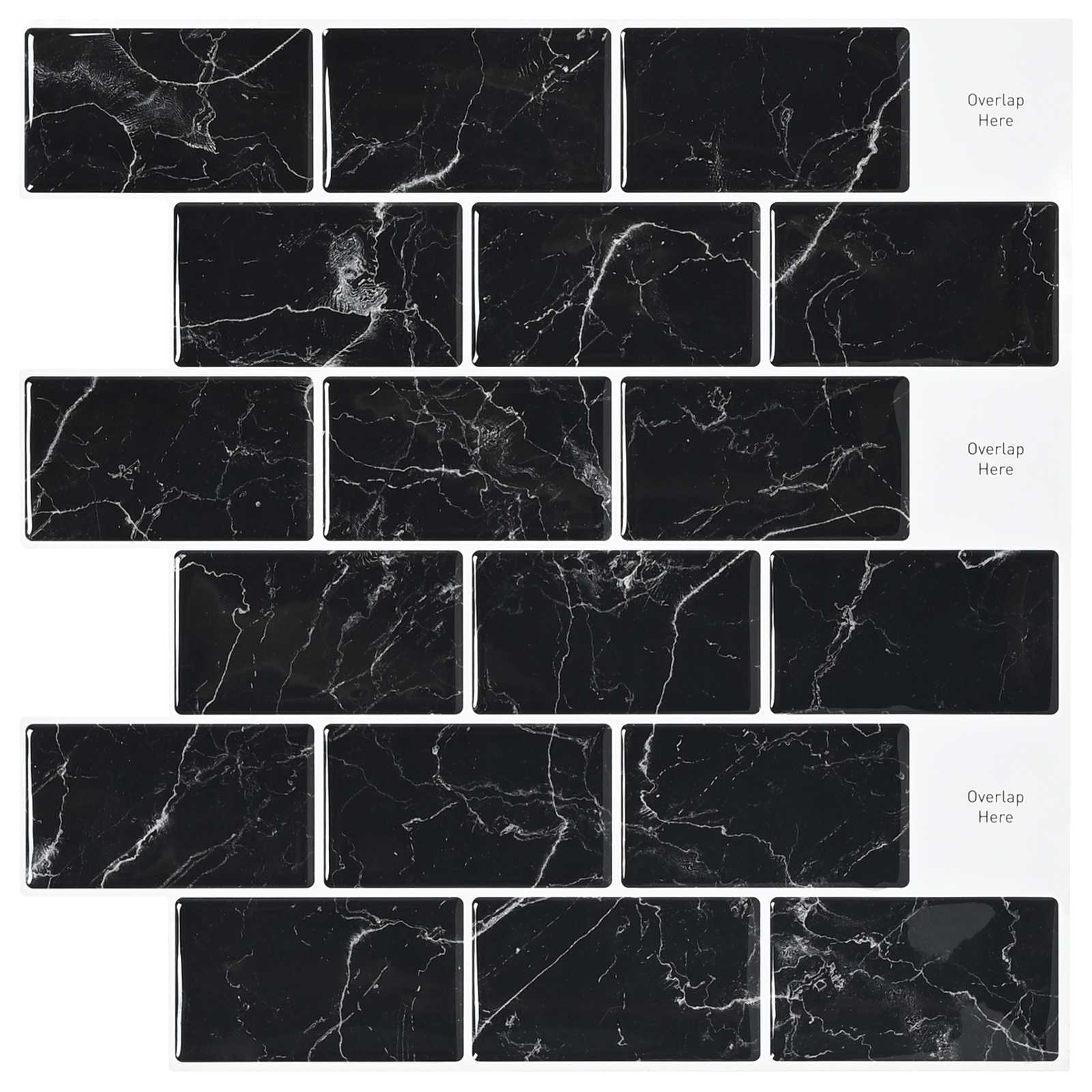 U-Bahn-Fliese 20 Stk. Schwarz Marmor 30 x 30 cm