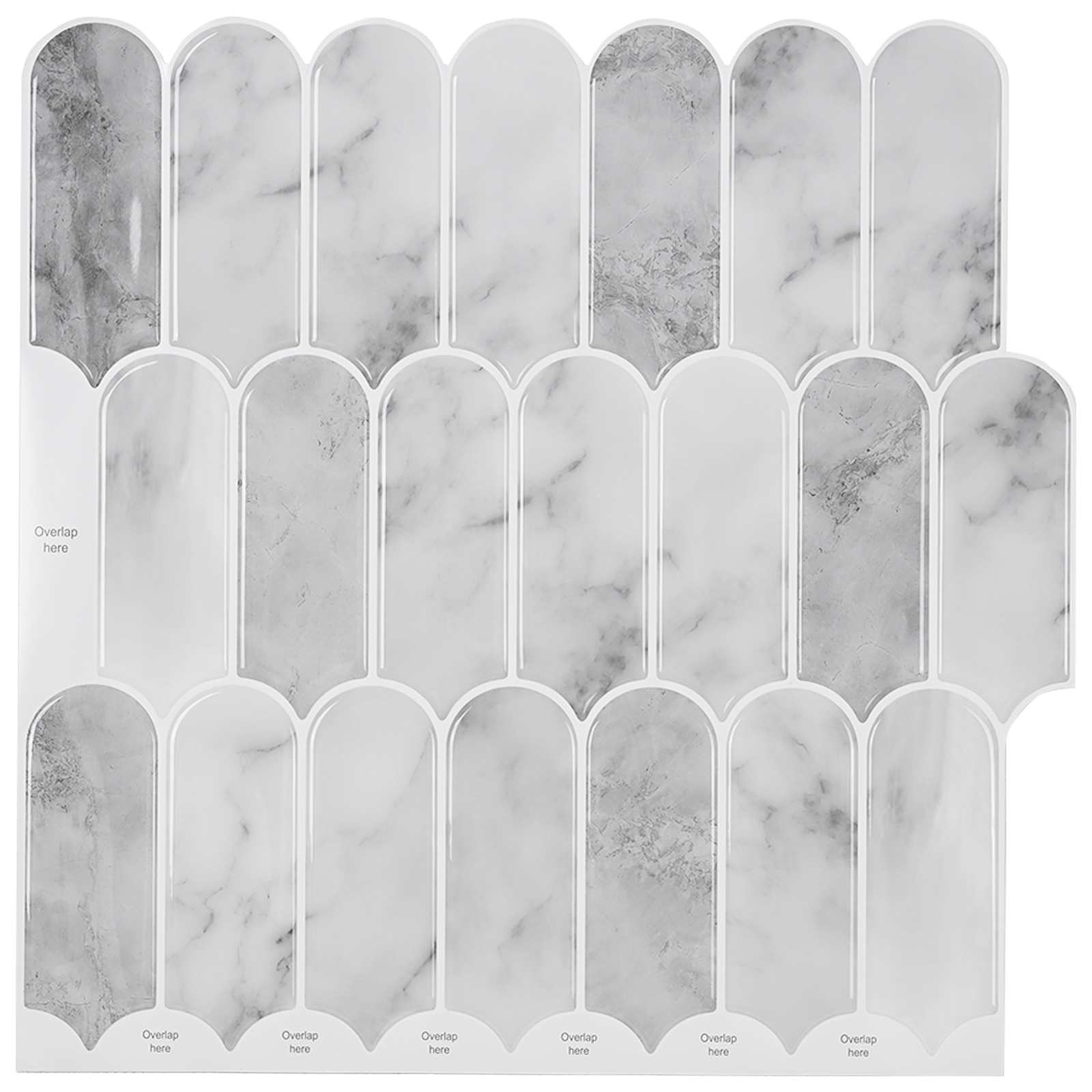 Federfliese 10 Stk. Grau Marmor 30 x 30 cm Polyurethan und PET