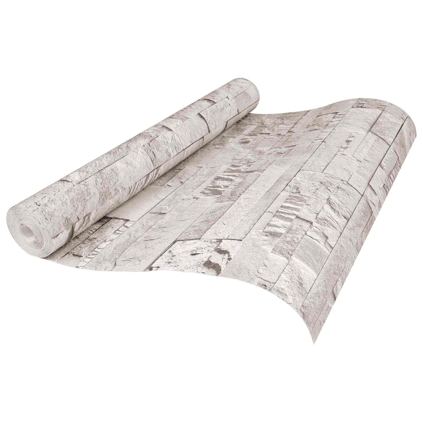 3D Stein Tapete Creme 10 x 0,53 m Vliesstoff