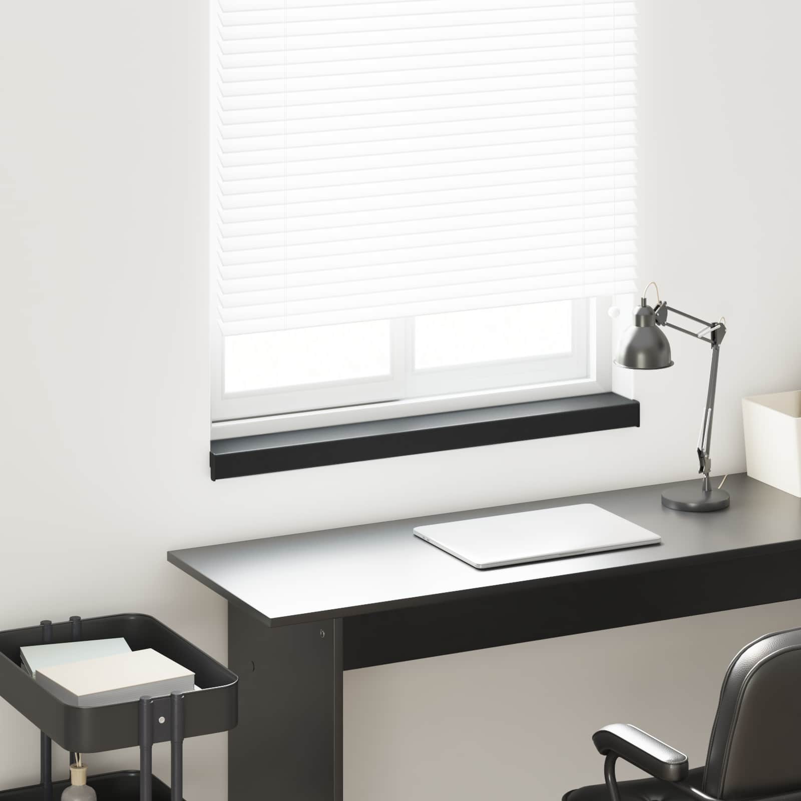 Fensterbank Schwarz mit Holzmaserung 80 x 10 x 4,5 cm PVC