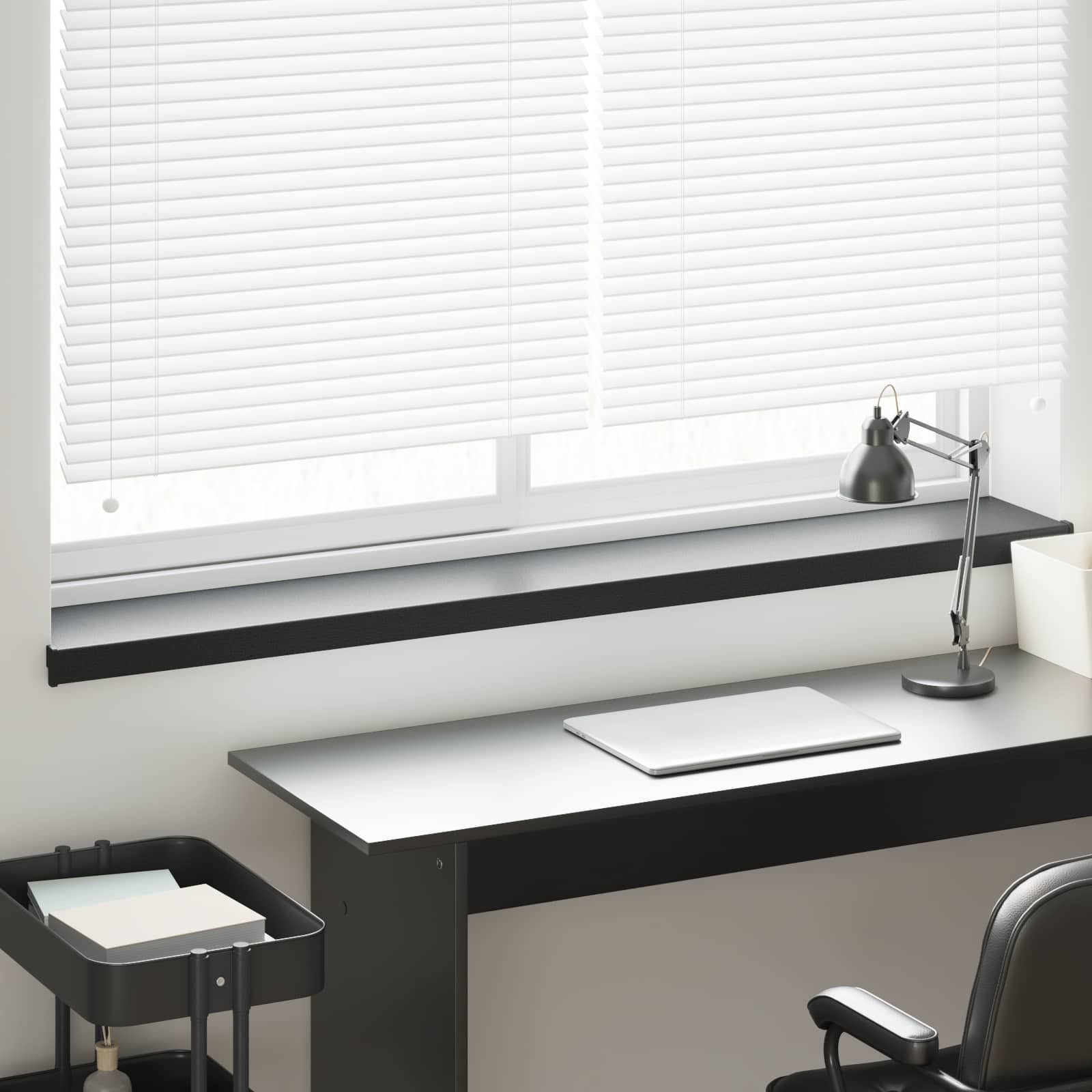 Fensterbank Schwarz mit Holzmaserung 140 x 25 x 4,5 cm PVC