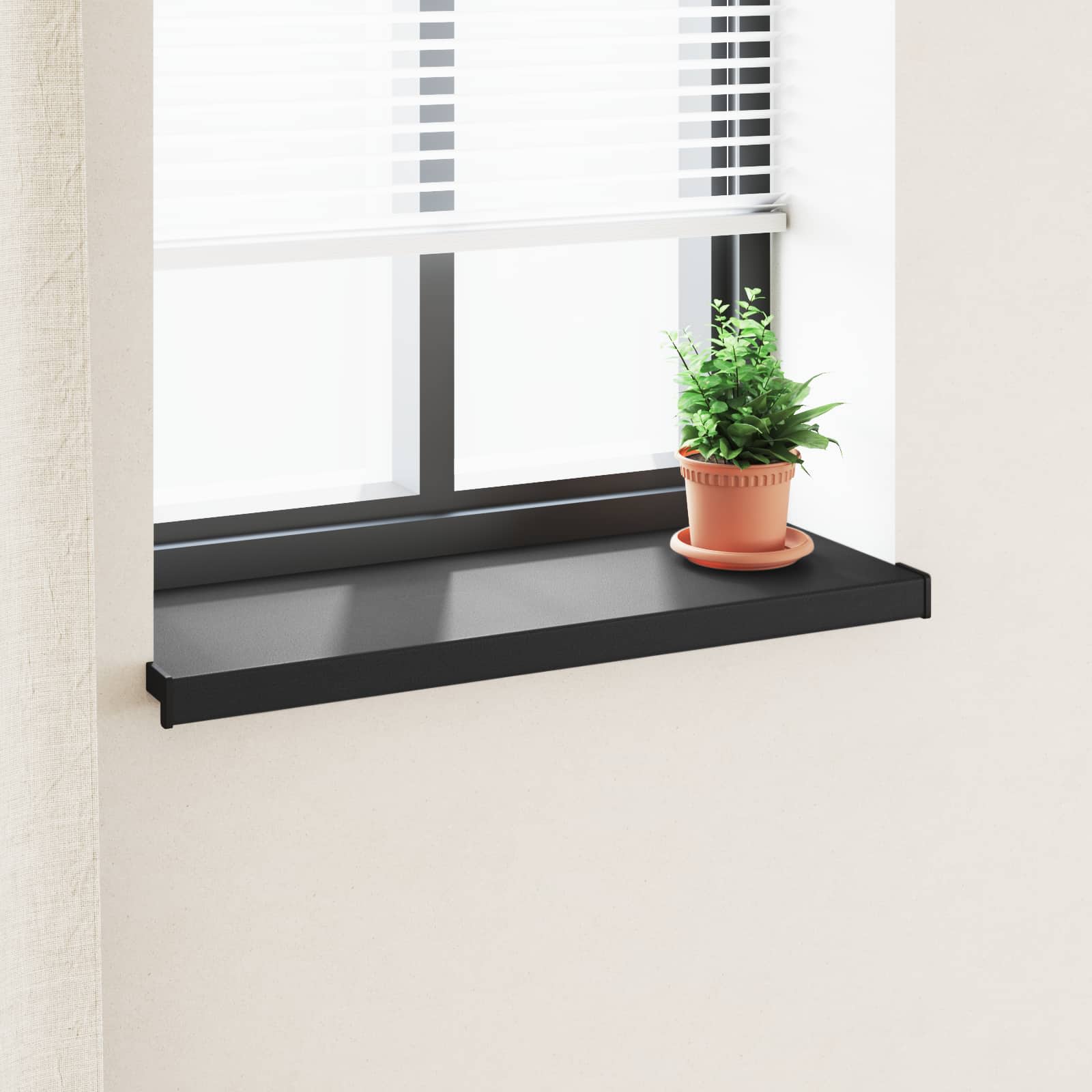 Fensterbank Schwarz mit Holzmaserung 100 x 30 x 4,5 cm PVC