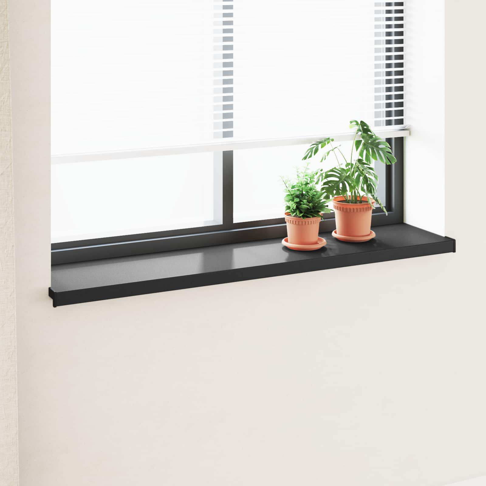 Fensterbank Schwarz mit Holzmaserung 160 x 30 x 4,5 cm PVC