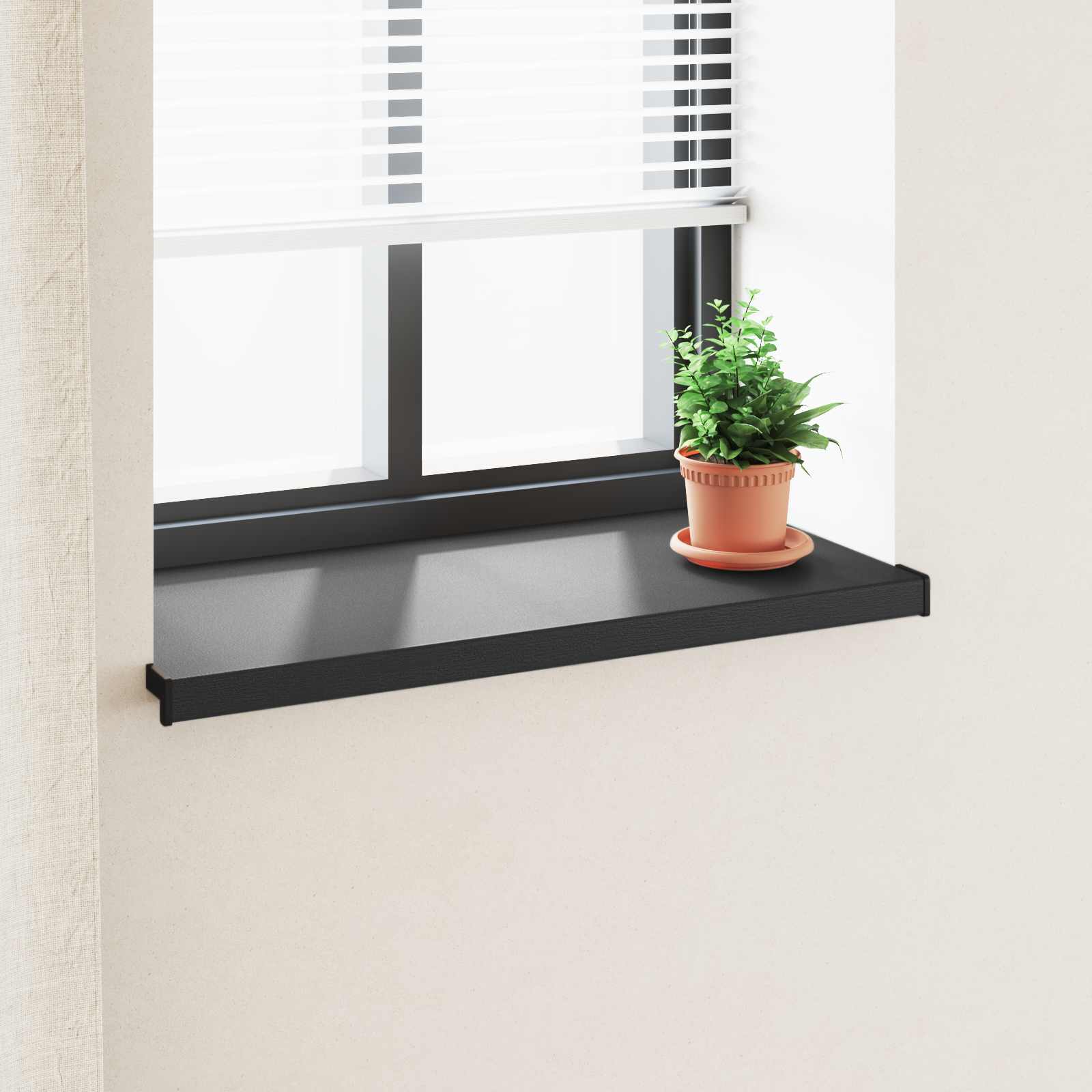 Fensterbank Schwarz mit Holzmaserung 100 x 45 x 4,5 cm PVC