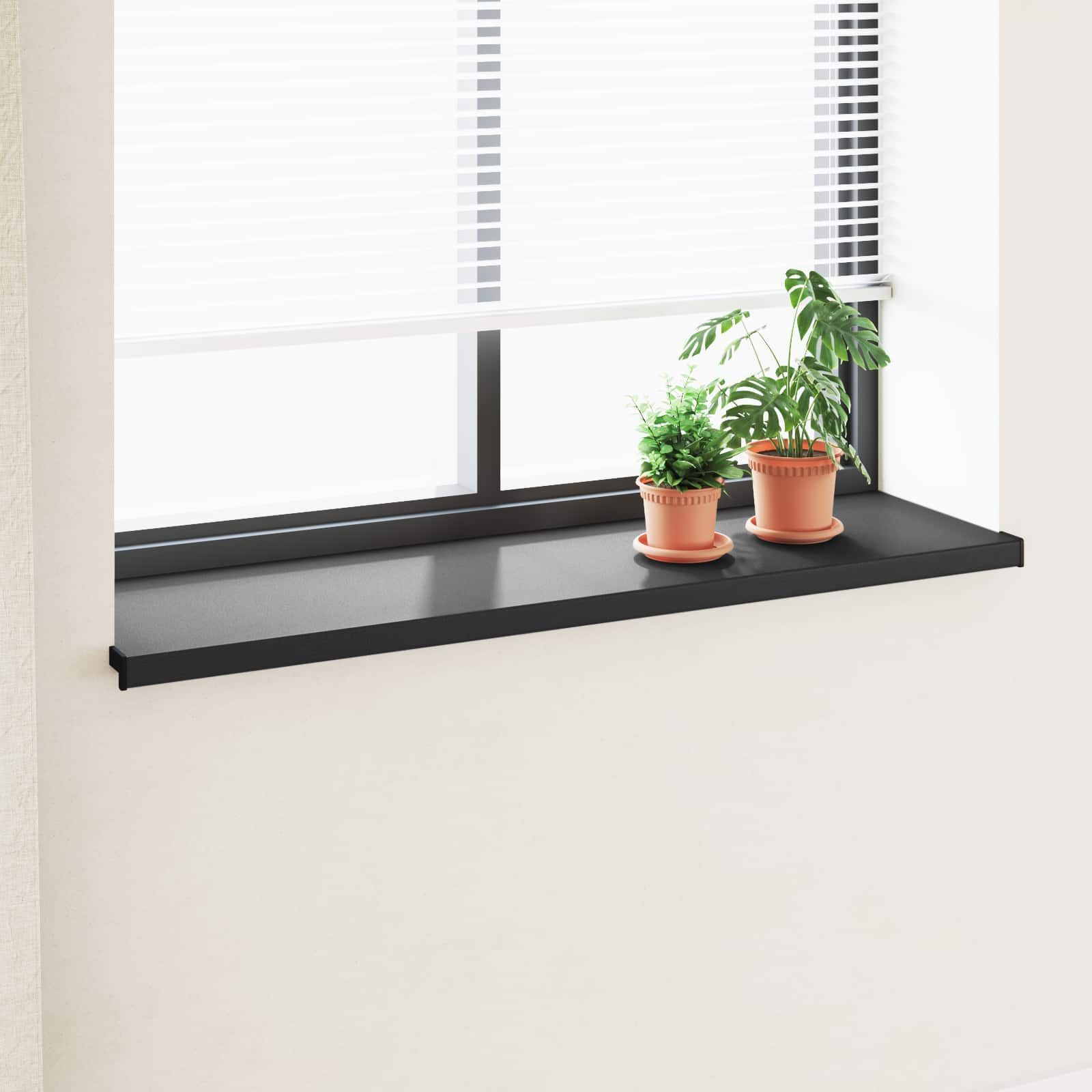 Fensterbank Schwarz mit Holzmaserung 120 x 45 x 4,5 cm PVC