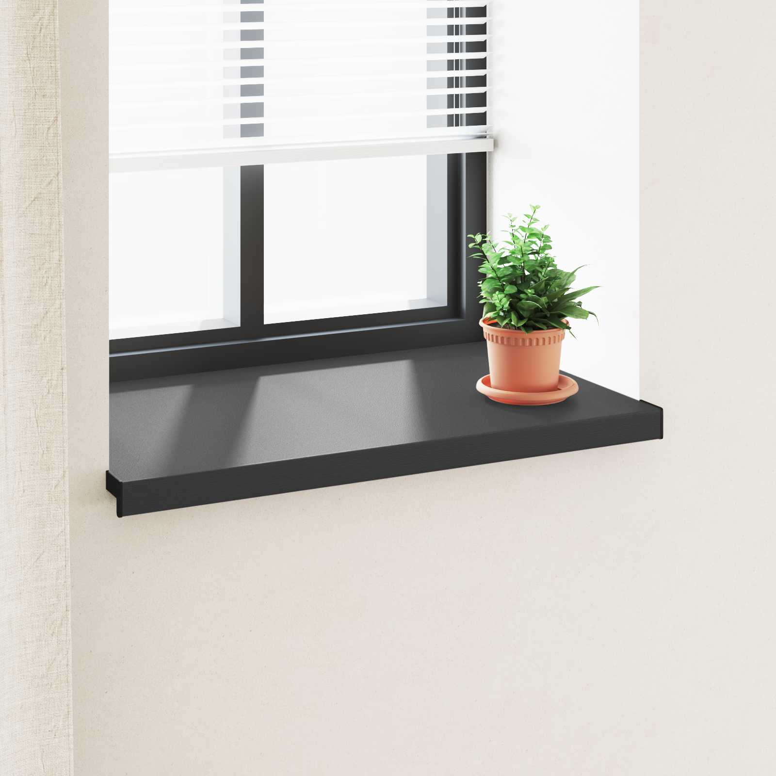 Fensterbank Schwarz mit Holzmaserung 100 x 50 x 4,5 cm PVC