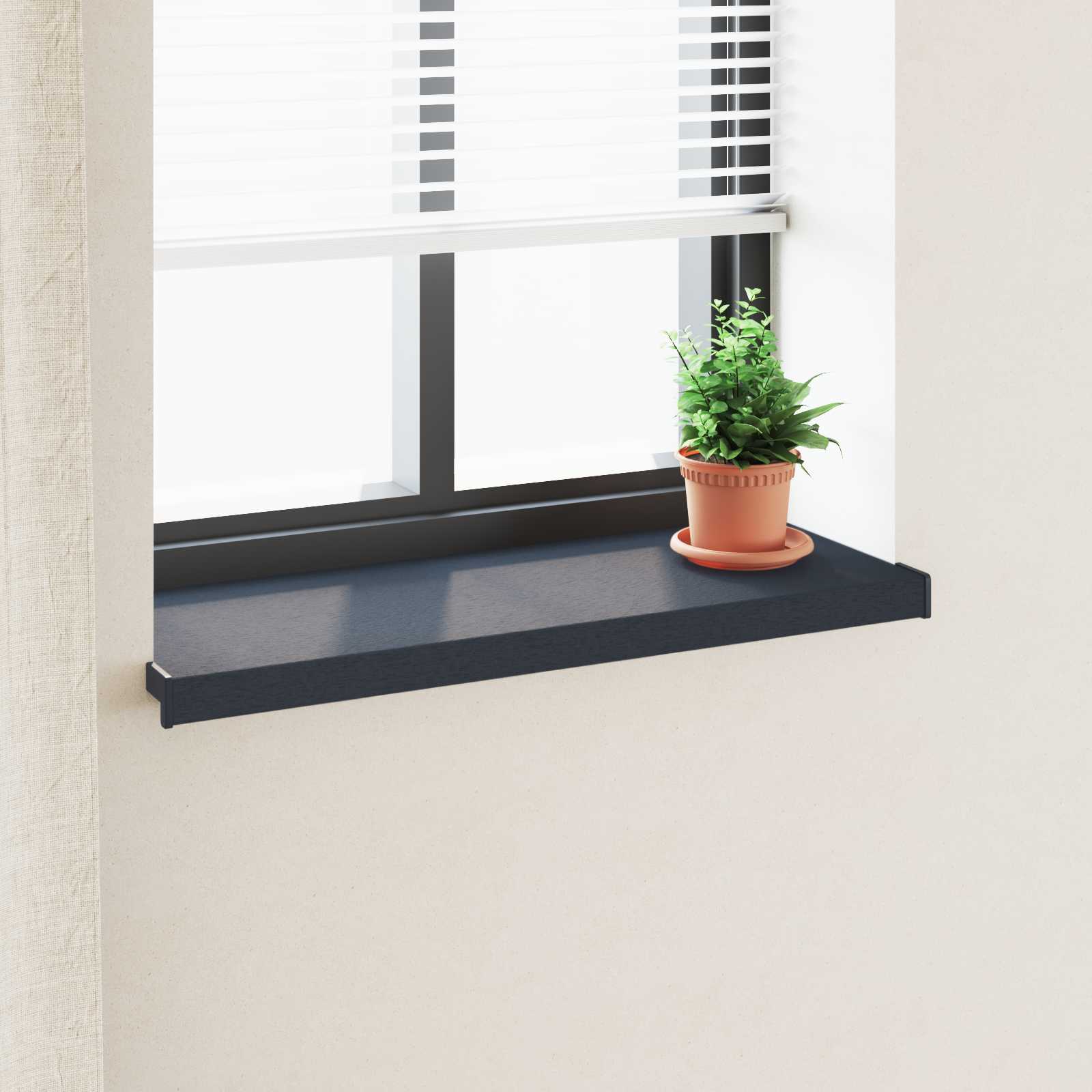 Fensterbank Anthrazit mit Holzmaserung 100 x 35 x 4,5 cm PVC