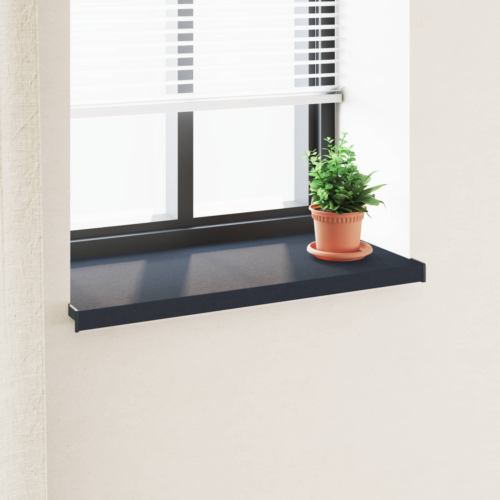 Fensterbank Anthrazit mit Holzmaserung 60 x 40 x 4,5 cm PVC