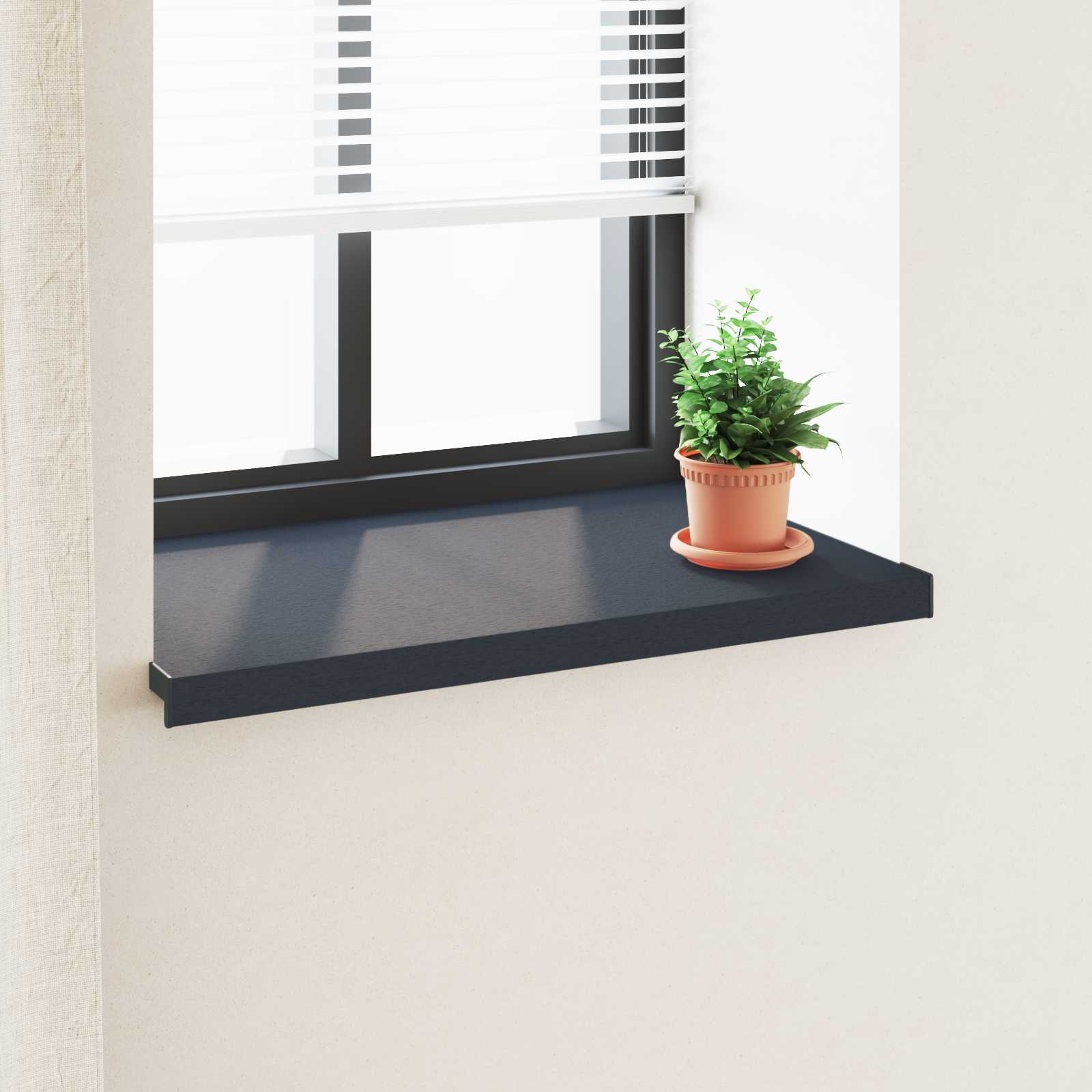 Fensterbank Anthrazit mit Holzmaserung 80 x 50 x 4,5 cm PVC