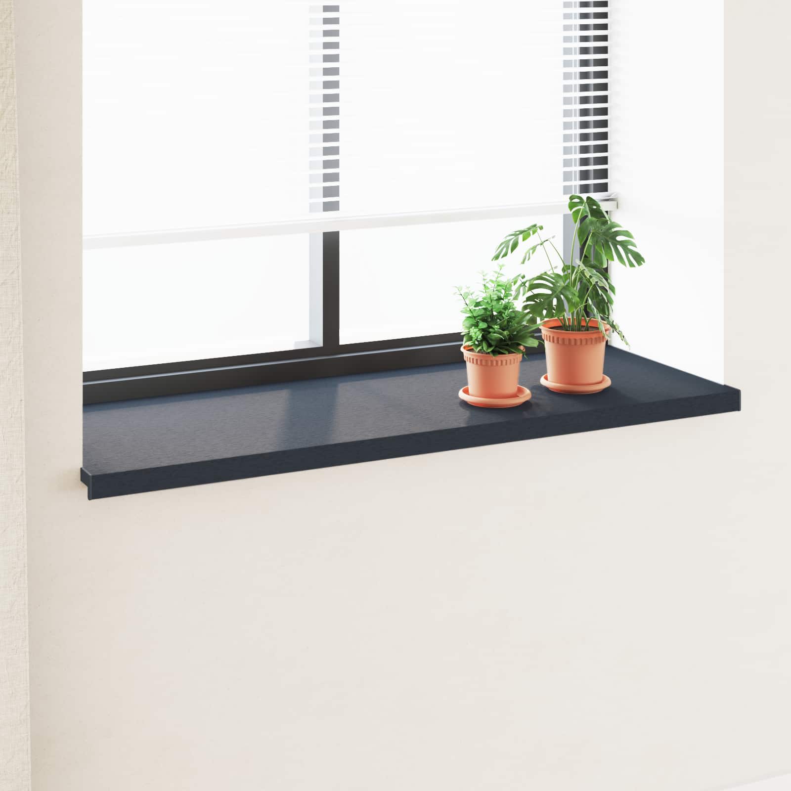 Fensterbank Anthrazit mit Holzmaserung 120 x 50 x 4,5 cm PVC