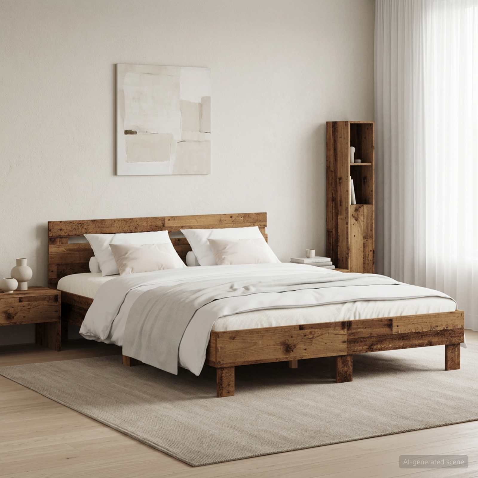 Bettrahmen Altholz 140 x 190 cm Holzwerkstoff