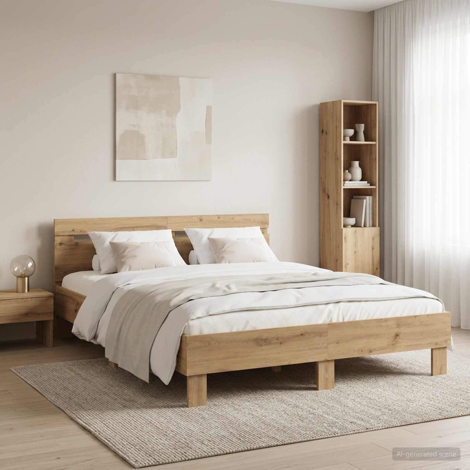 Bettrahmen Artisan-Eiche 135 x 190 cm Holzwerkstoff