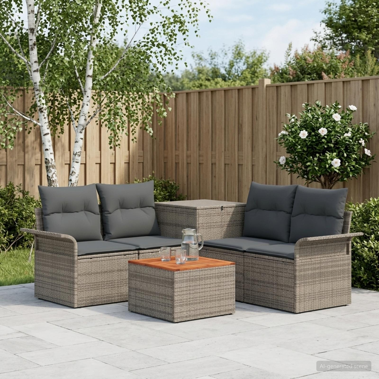 Sofa Set 6 stk. 4-Sitzanzahl Grau und Dunkelgrau