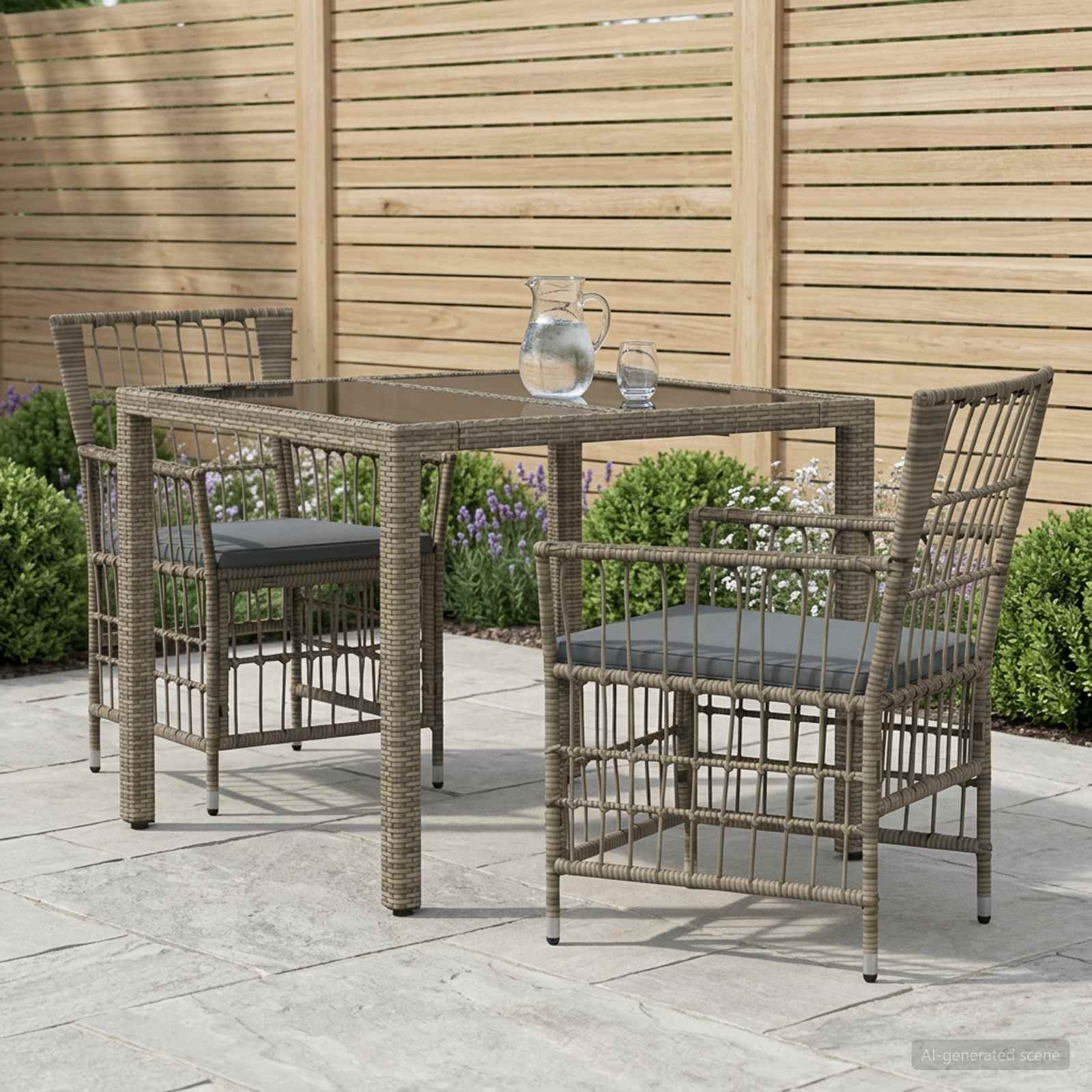 Outdoor-Essgruppe 3 stk. Grau Poly-Rattan