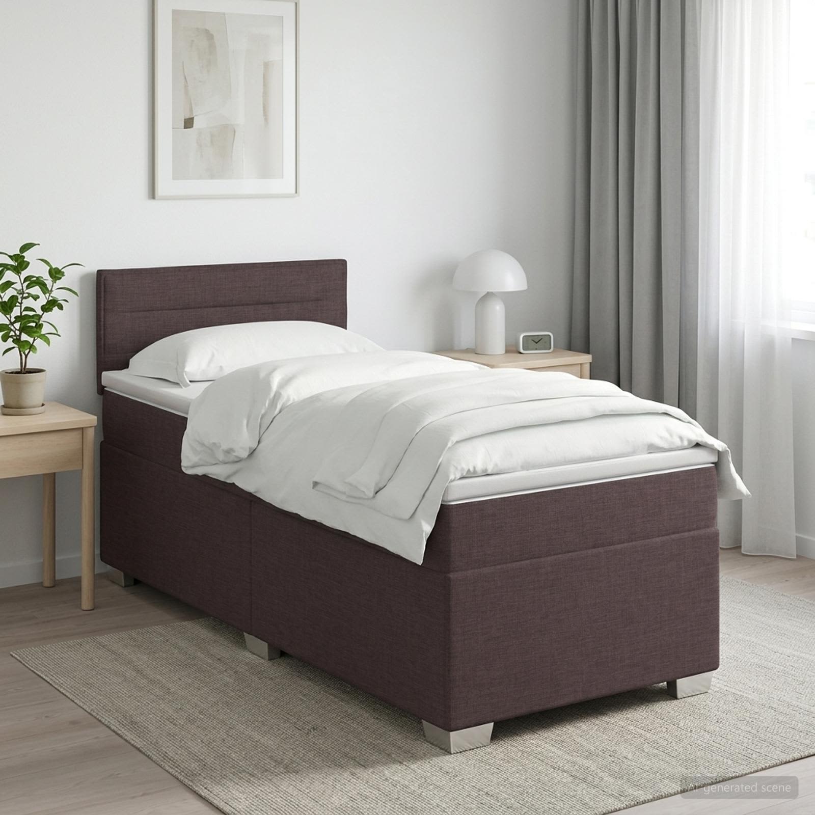 Boxspringbett mit Matratze Dunkelbraun 90 x 200 cm Stoff