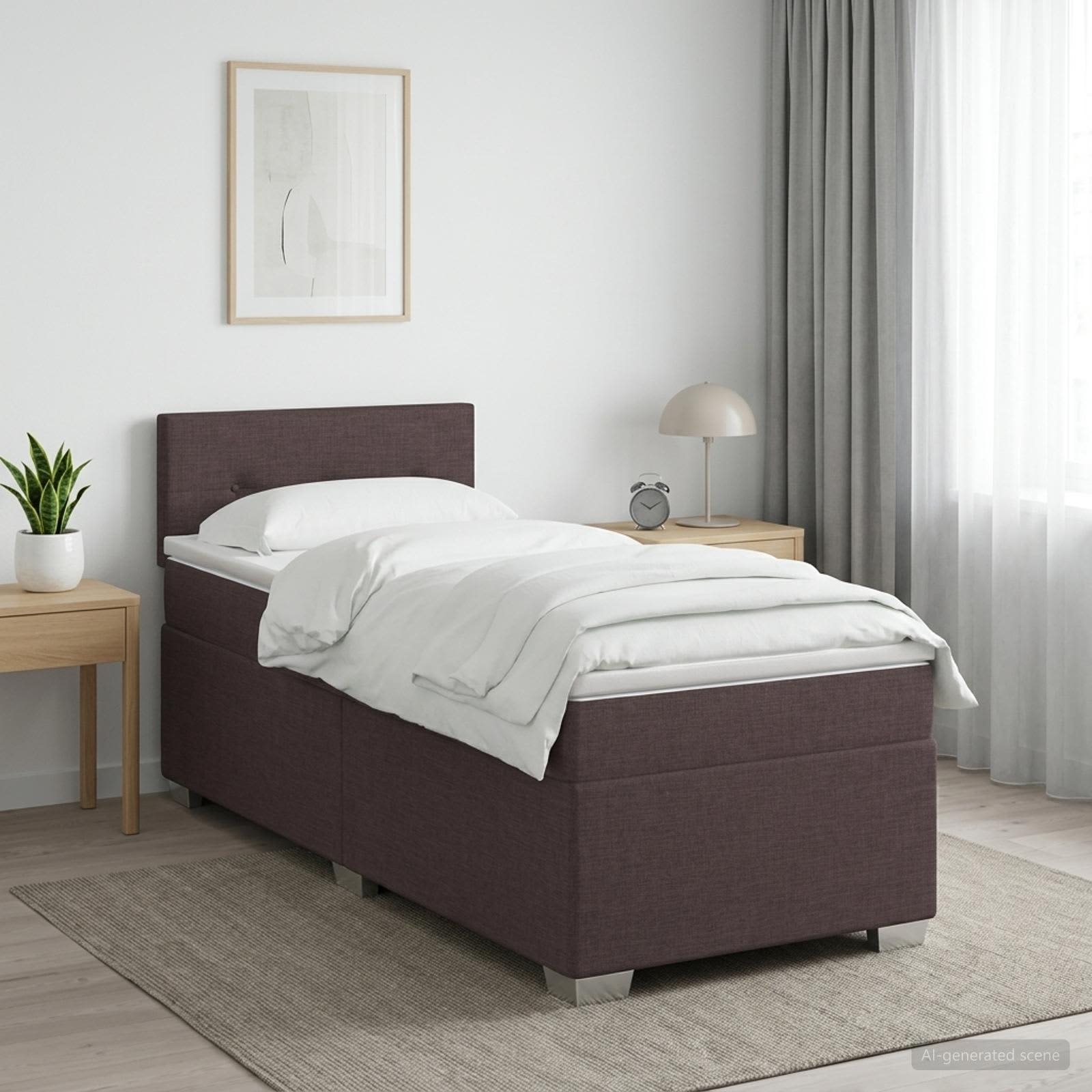 Boxspringbett mit Matratze Dunkelbraun 90 x 200 cm Stoff
