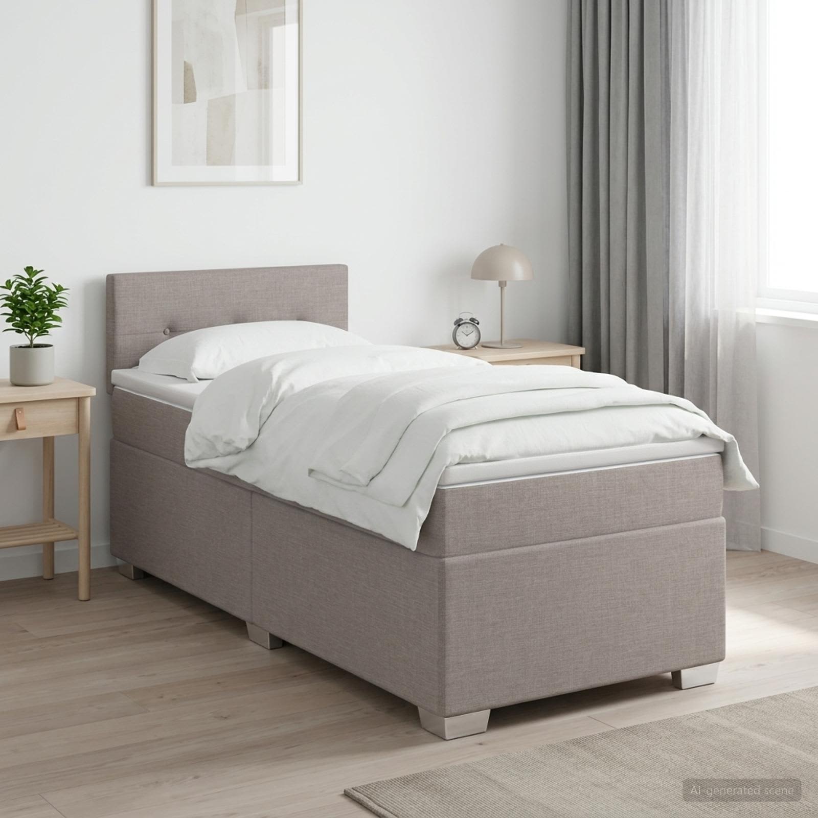 Boxspringbett mit Matratze mit Kopfteil Taupe 80 x 200 cm Stoff