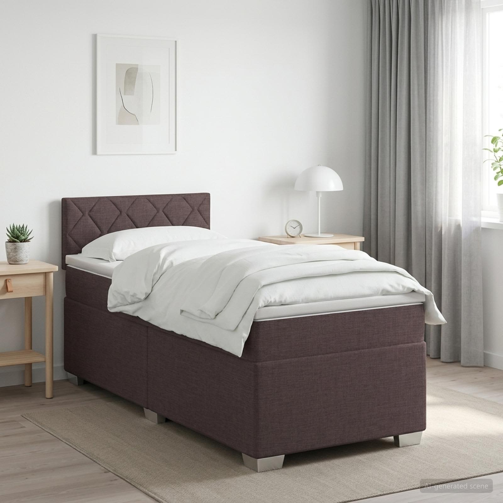 Boxspringbett mit Matratze Dunkelbraun 80 x 200 cm Stoff