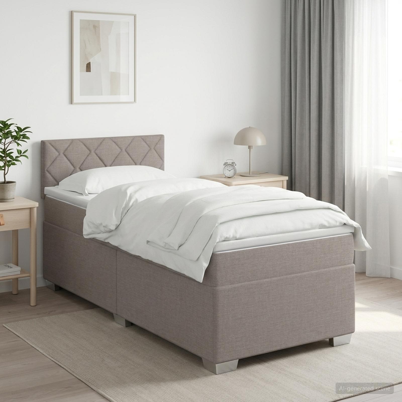 Boxspringbett mit Matratze Taupe 100 x 200 cm Stoff