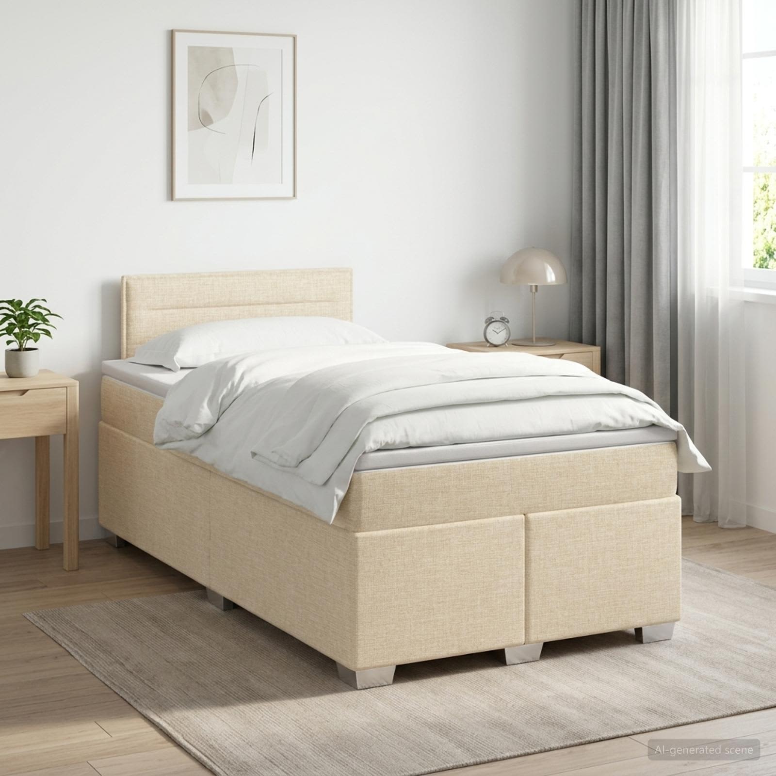 Boxspringbett mit Matratze Creme 120 x 200 cm Stoff