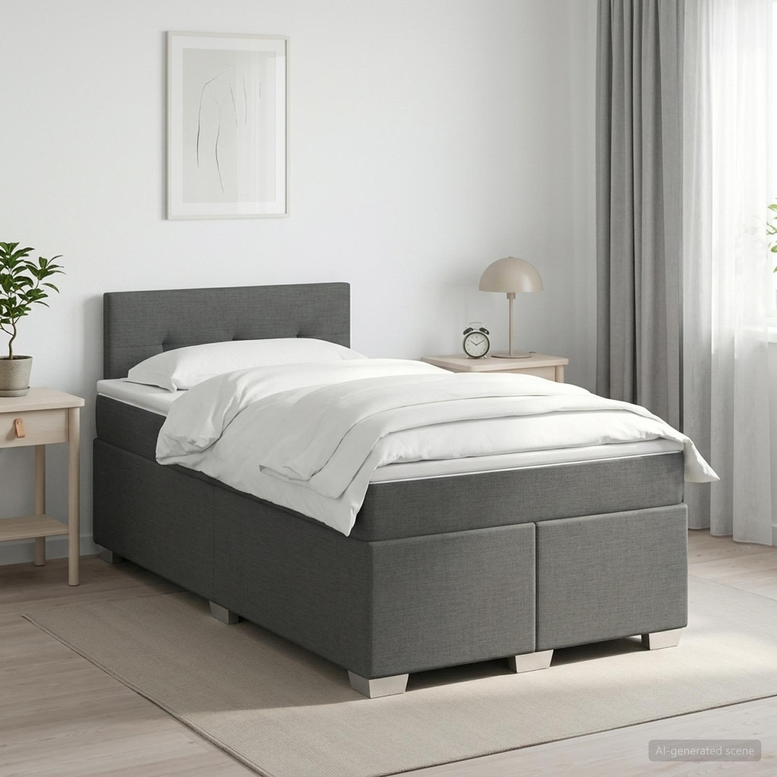 Boxspringbett mit Matratze Dunkelgrau 120 x 200 cm Stoff