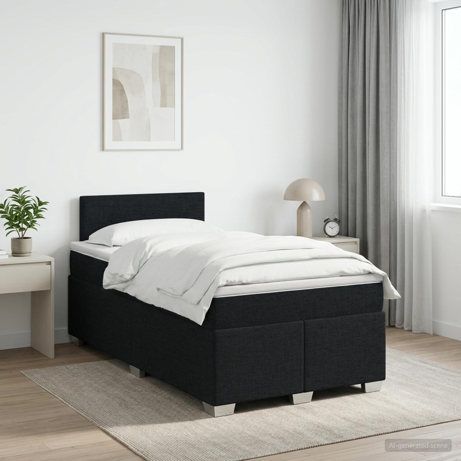 Boxspringbett mit Matratze Schwarz 120 x 200 cm Stoff
