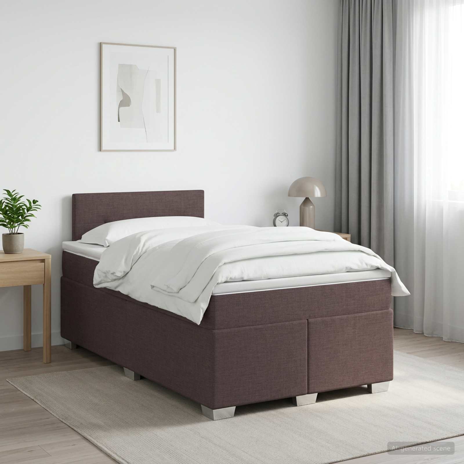 Boxspringbett mit Matratze Dunkelbraun 120 x 190 cm Stoff
