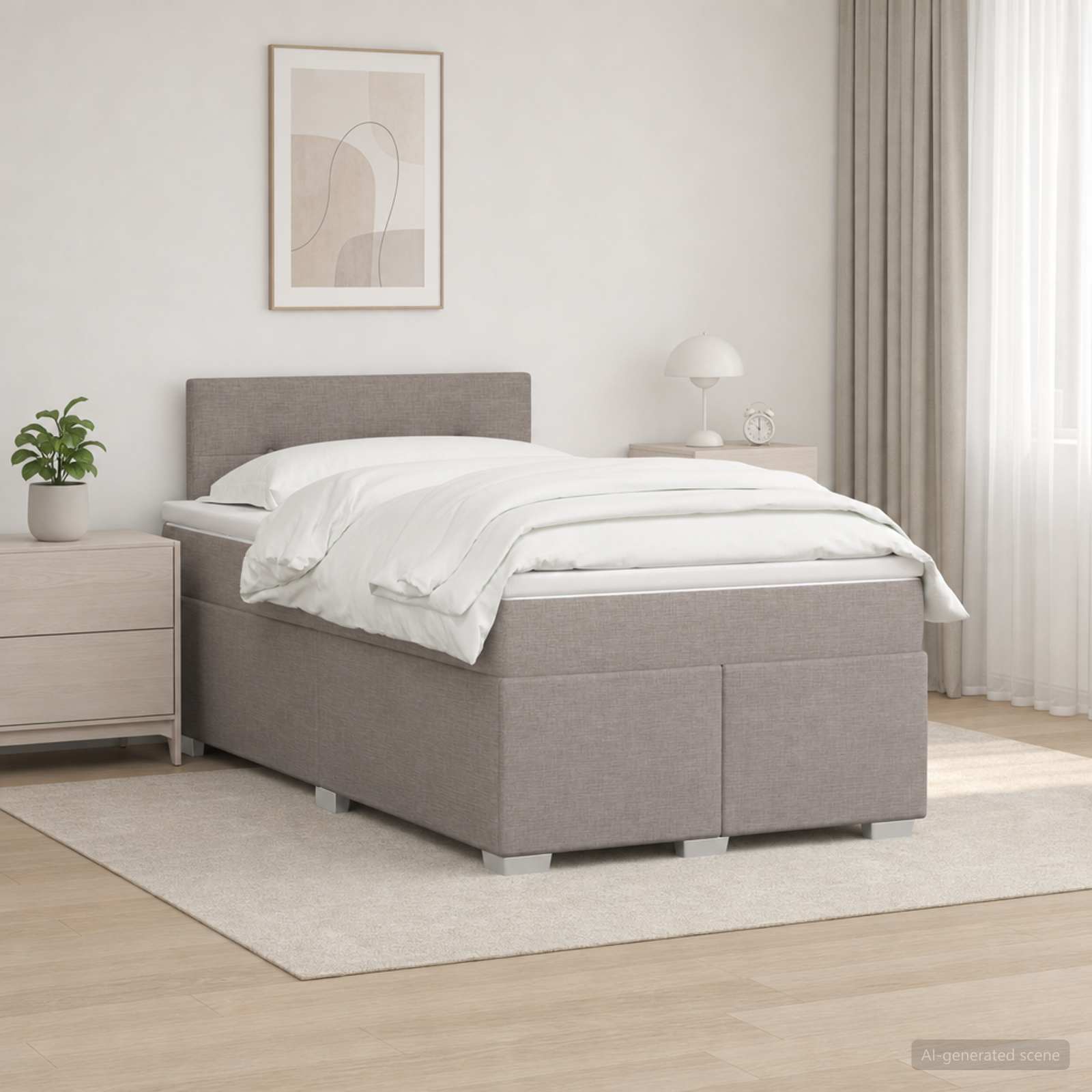 Boxspringbett mit Matratze Taupe 120 x 190 cm Stoff