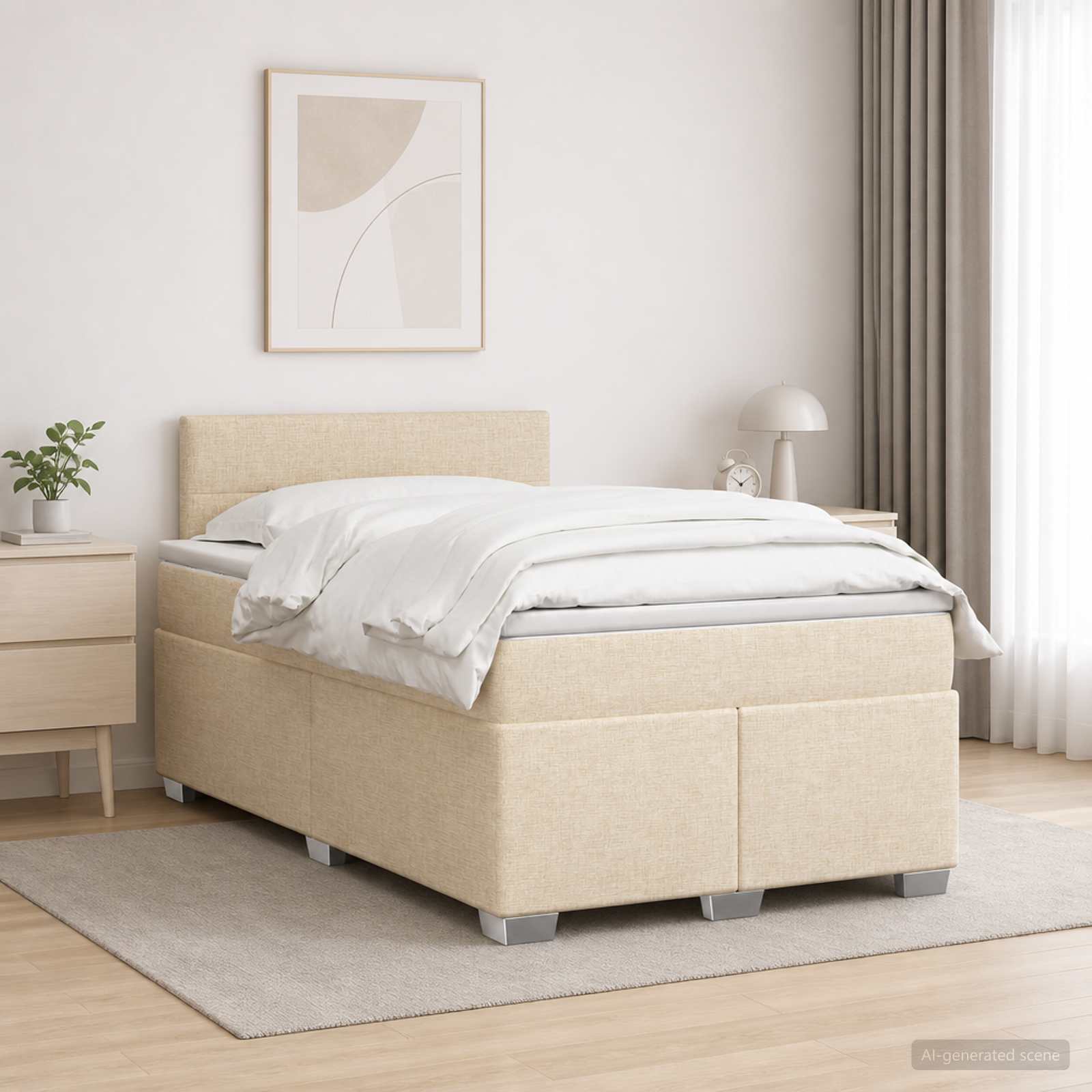 Boxspringbett mit Matratze Creme 120 x 190 cm Stoff