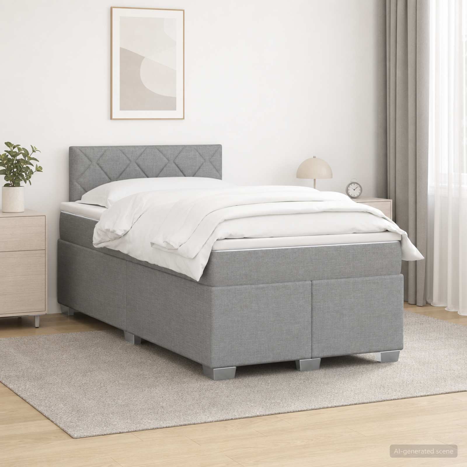 Boxspringbett mit Matratze Hellgrau 120 x 200 cm Stoff